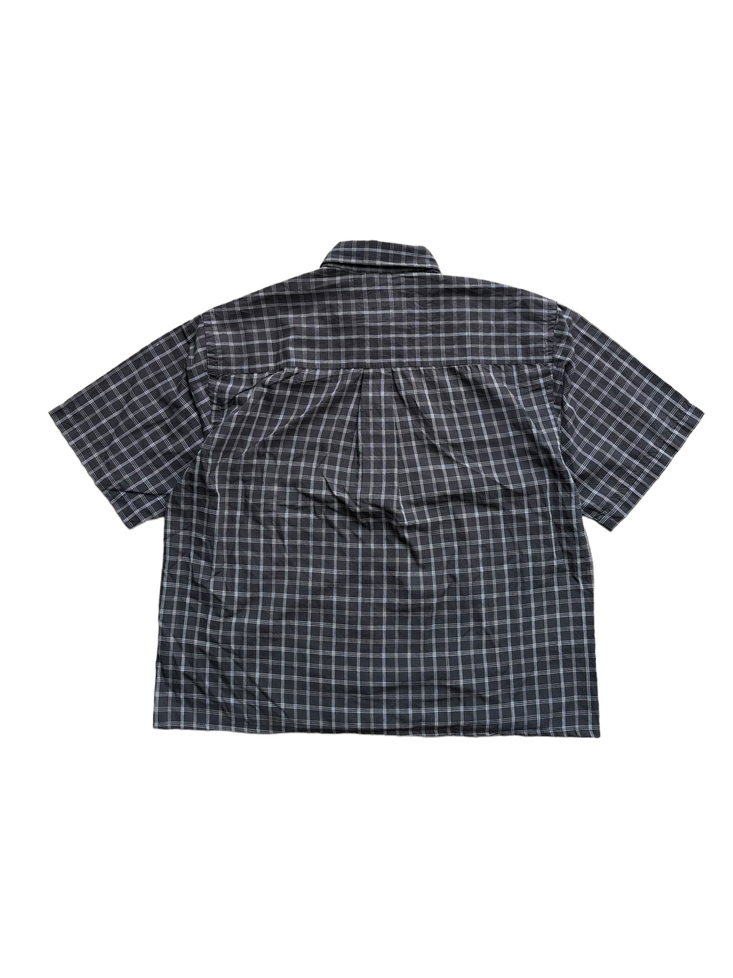 Vintage Cropped Collared Shirt - Black Gingham