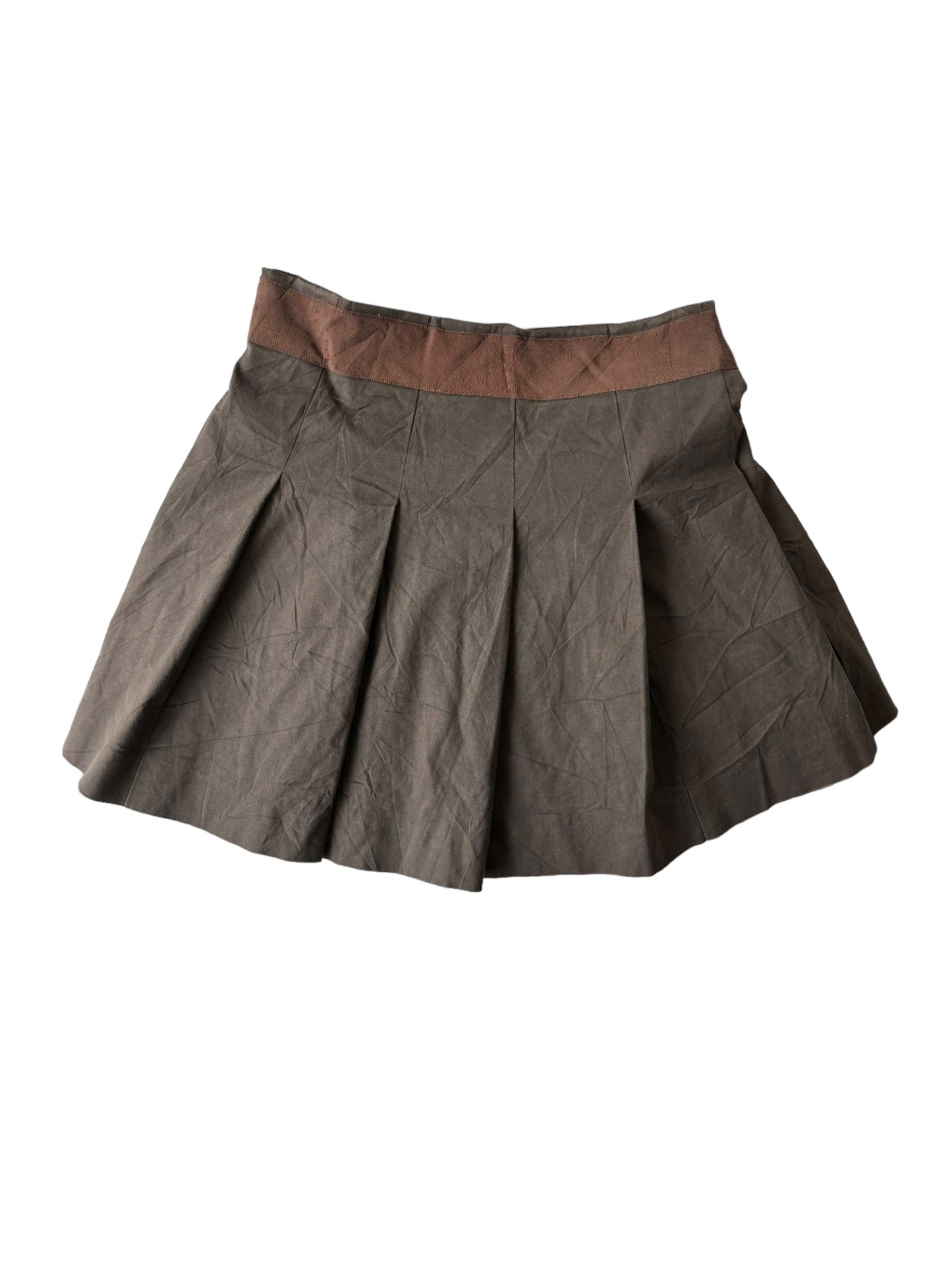 Y2K Pleated Skirt - Military Brown