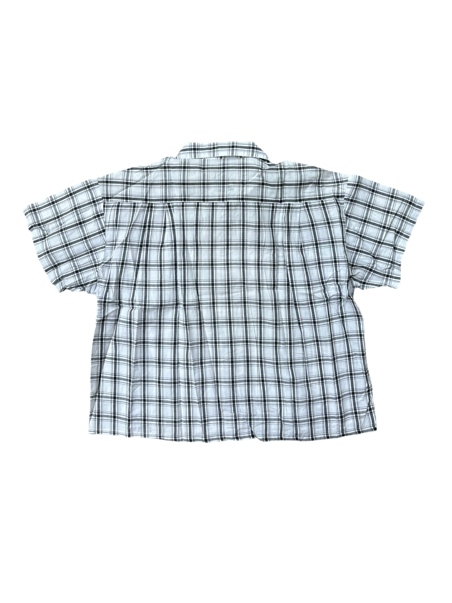 Vintage Cropped Collared Shirt - Plaid White