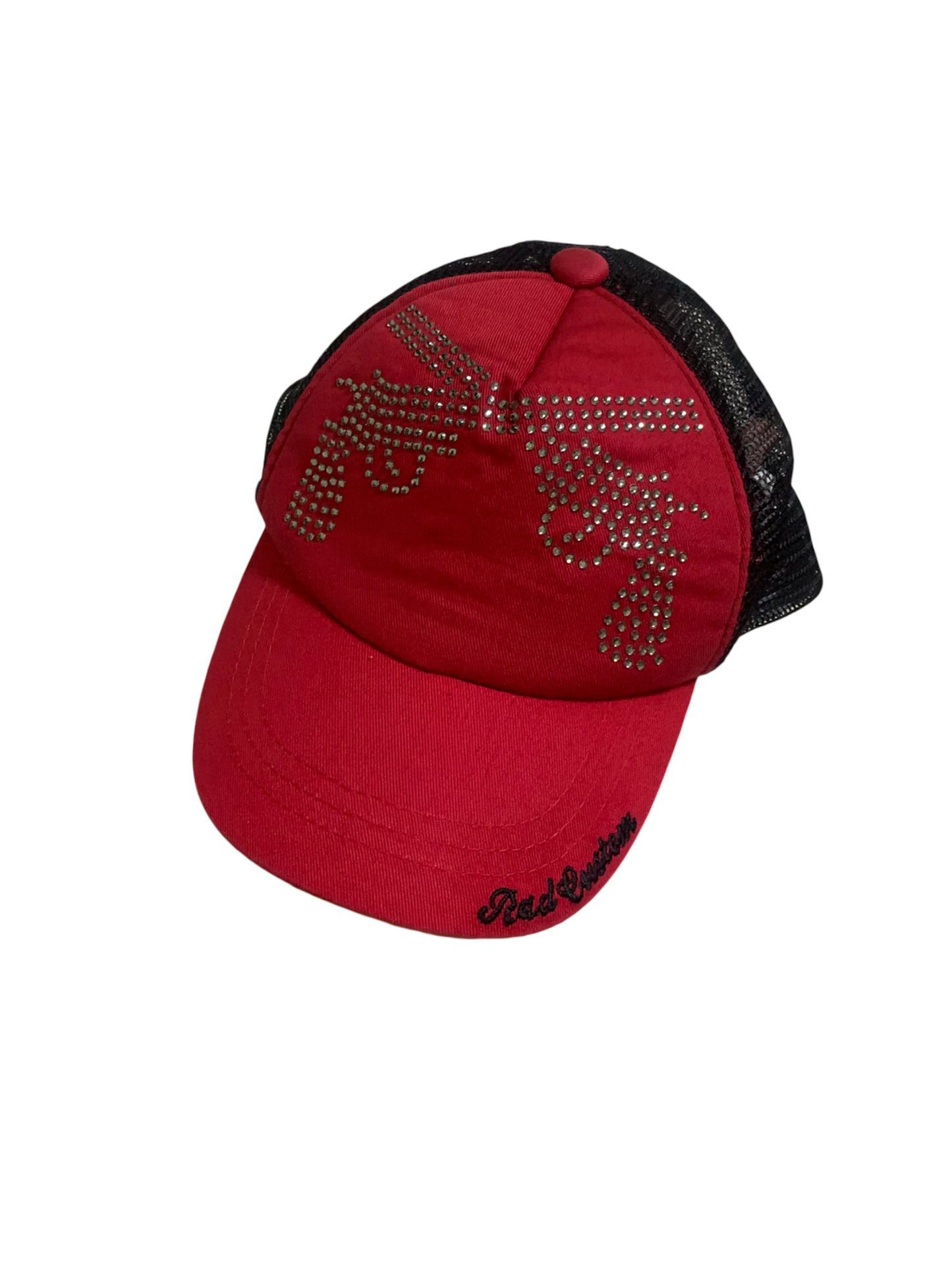 Cyber Y2K Cap -Rhinestone Red