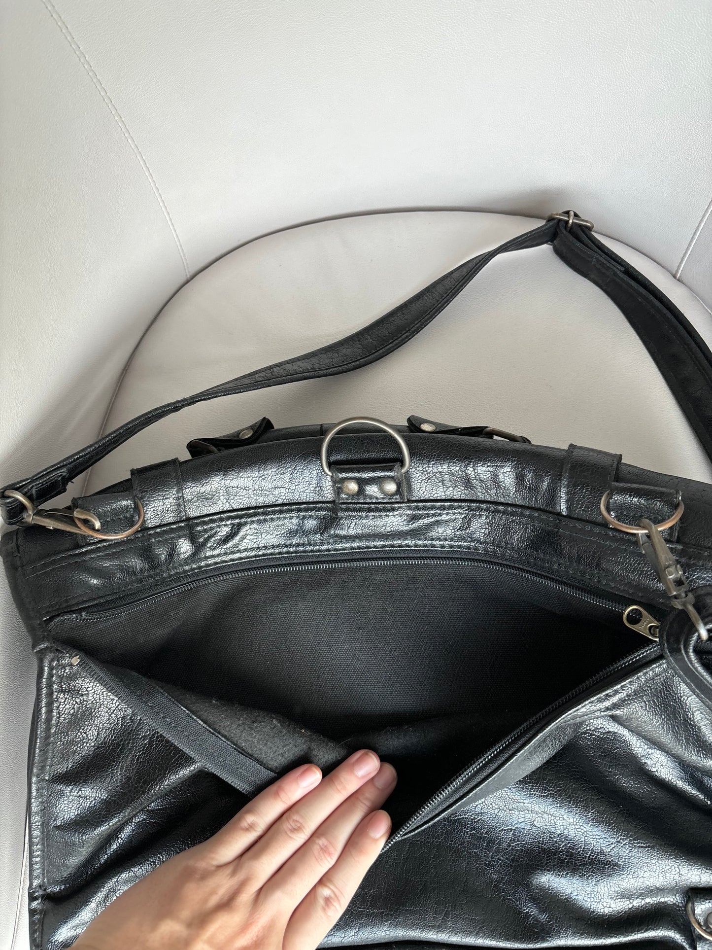 Black Messenger Leather Bag