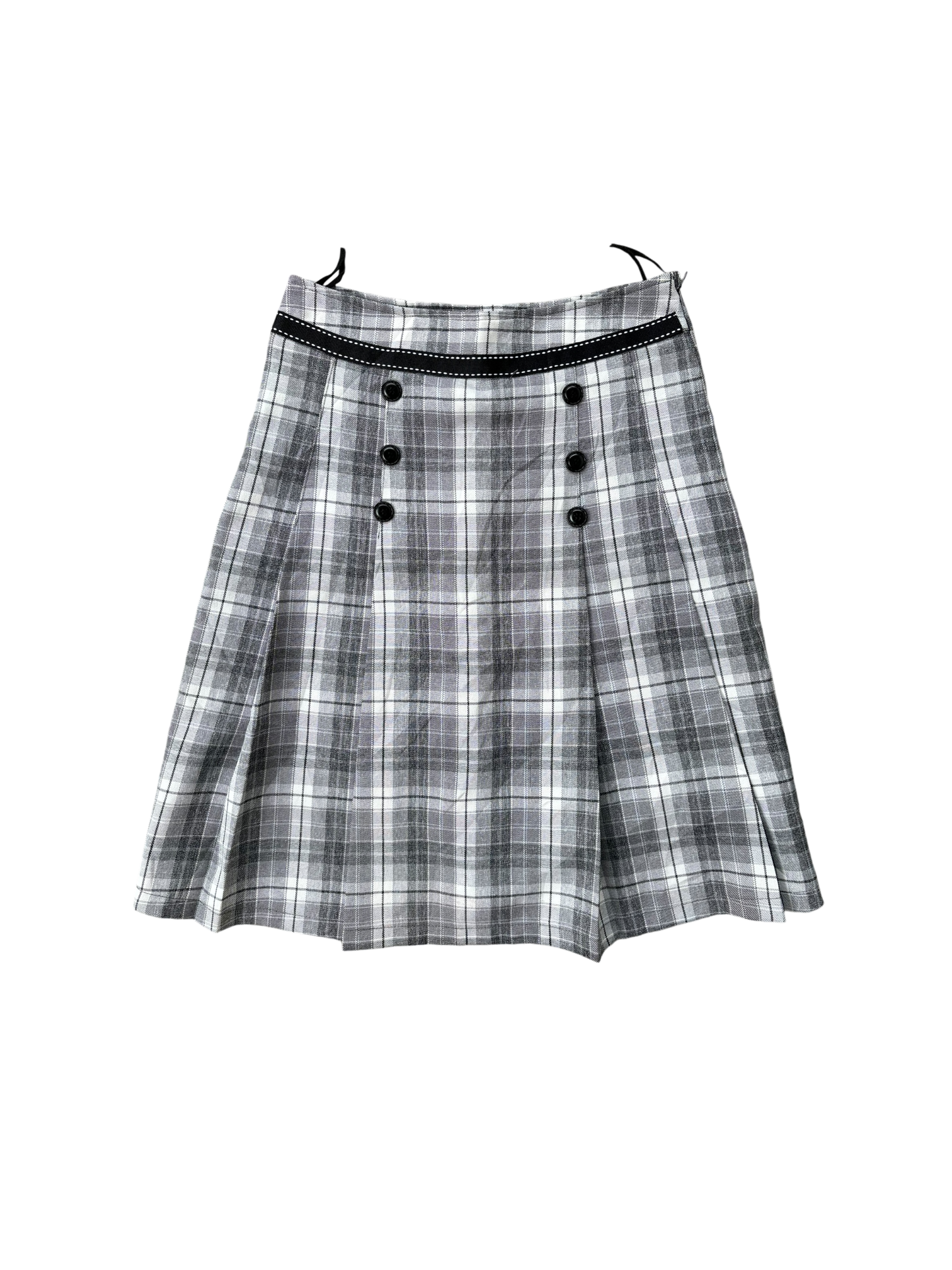 Vintage 90s Striped Pencil Office Skirt - Wolf Grey