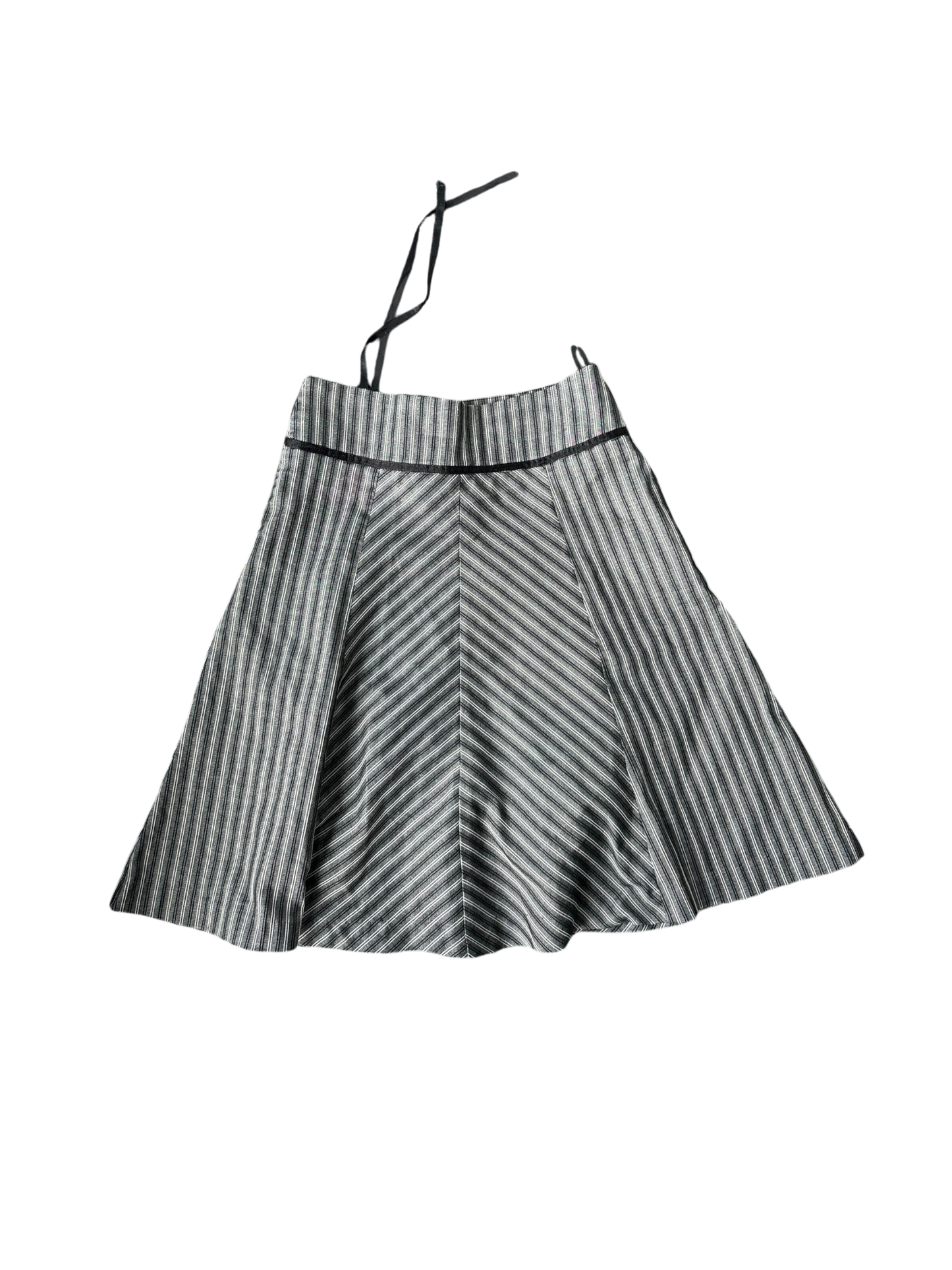 Vintage 90s Striped Pencil Office Skirt - Wolf Grey