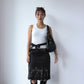 Vintage 90s Embroidered Pleated Skirt - Black