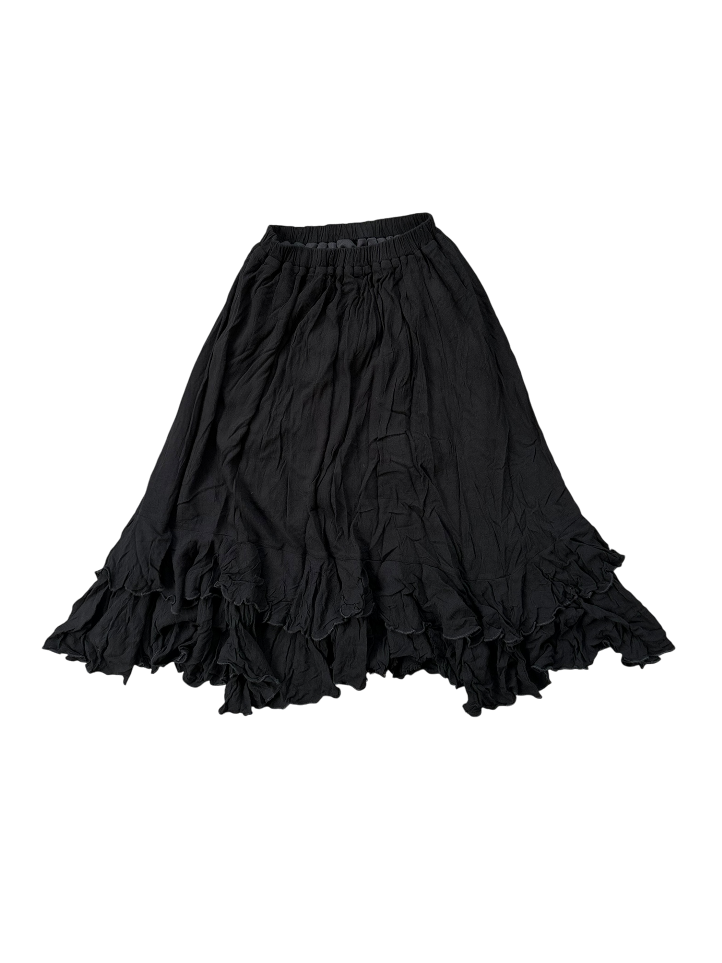 Vintage 90s Linen Gothic Summer Skirt - Black