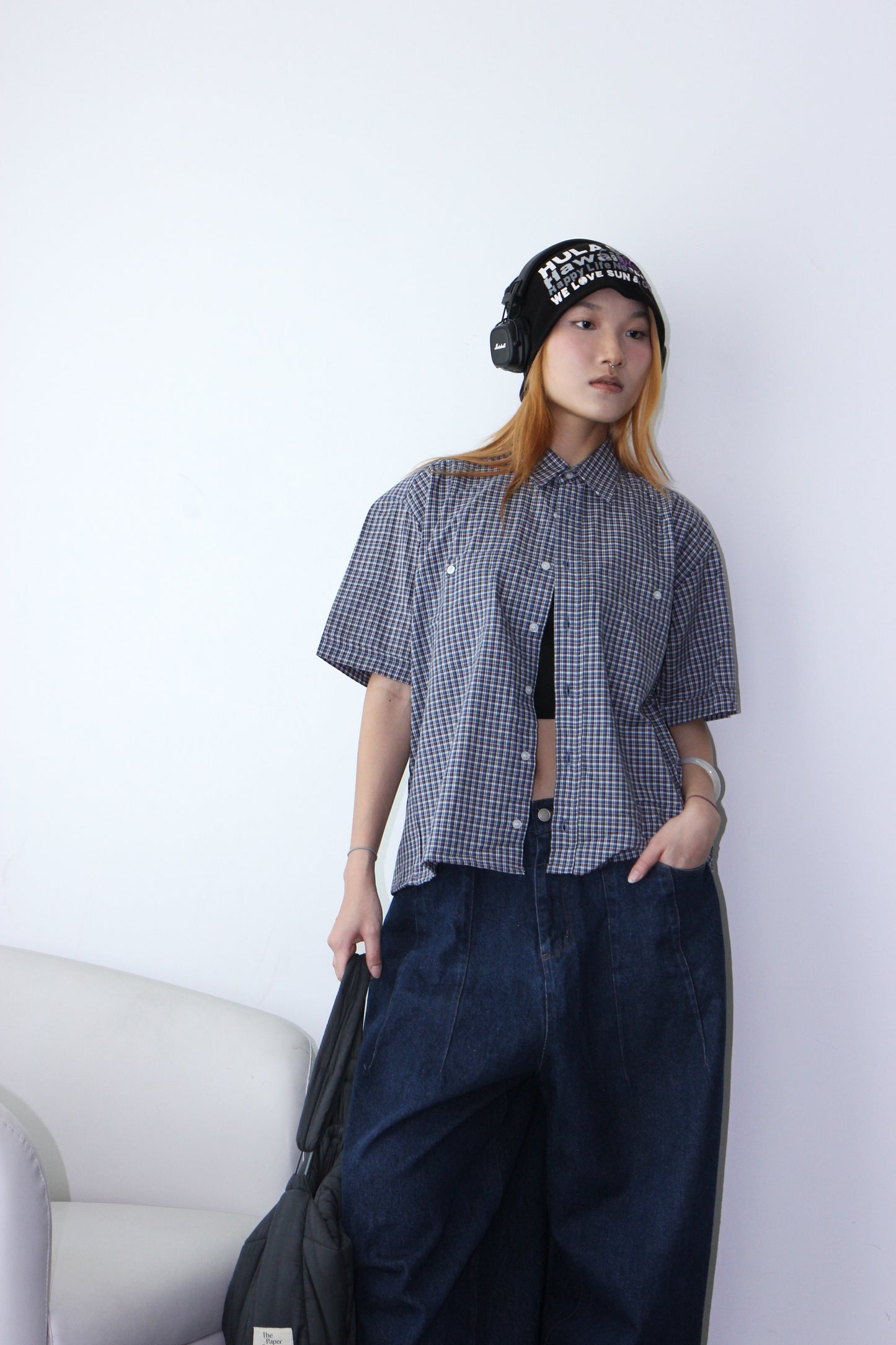 Vintage Cropped Collared Shirt - Gingham