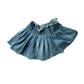 Y2K Pleated Ruffle Denim Skirt - Distressed blue