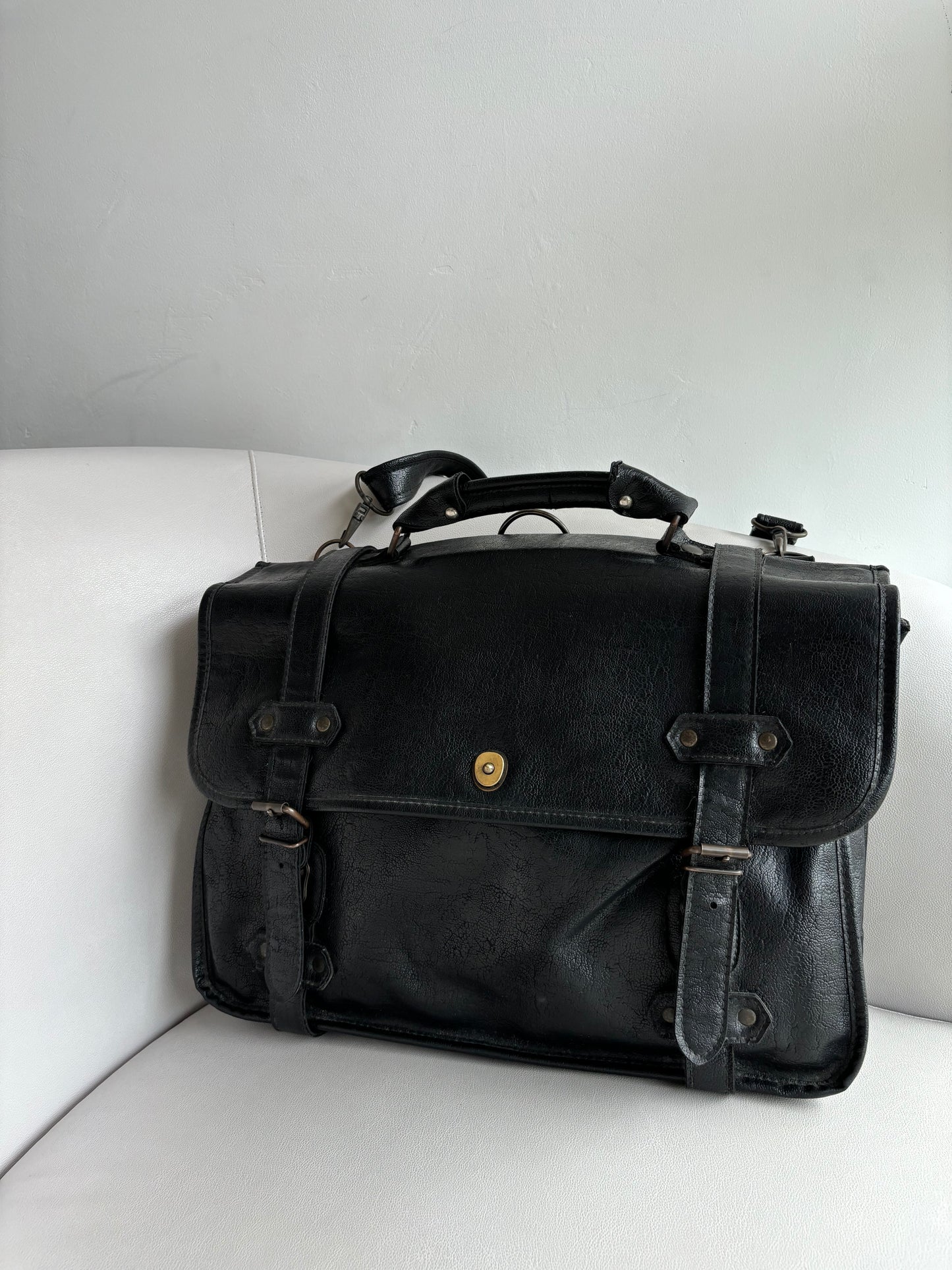 Black Messenger Leather Bag