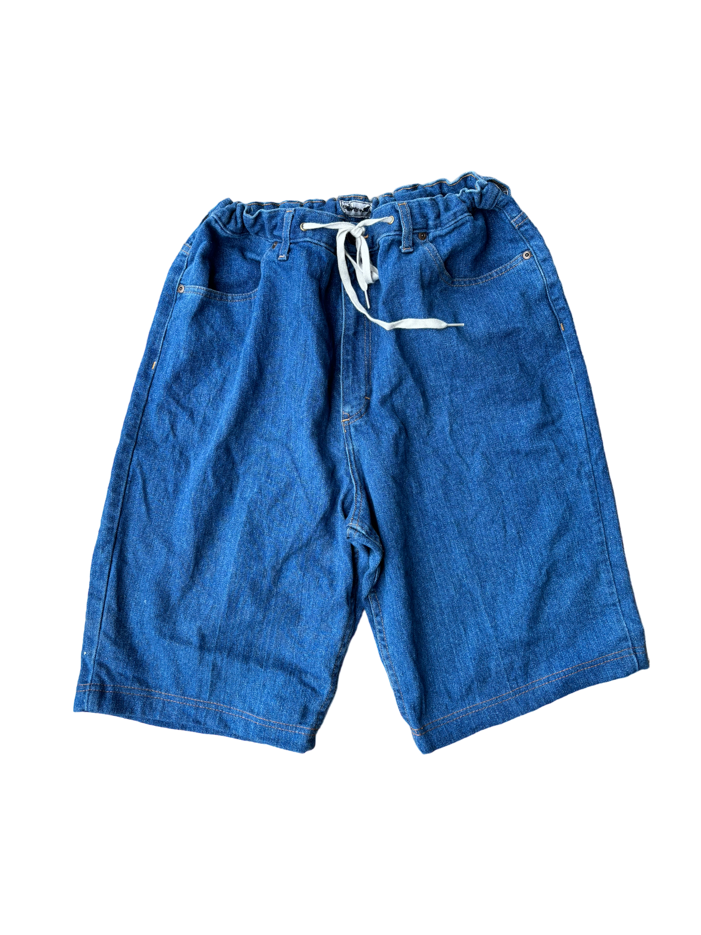 Vintage Baggy Jorts w Adjustable Drawstrings - Denim Blue