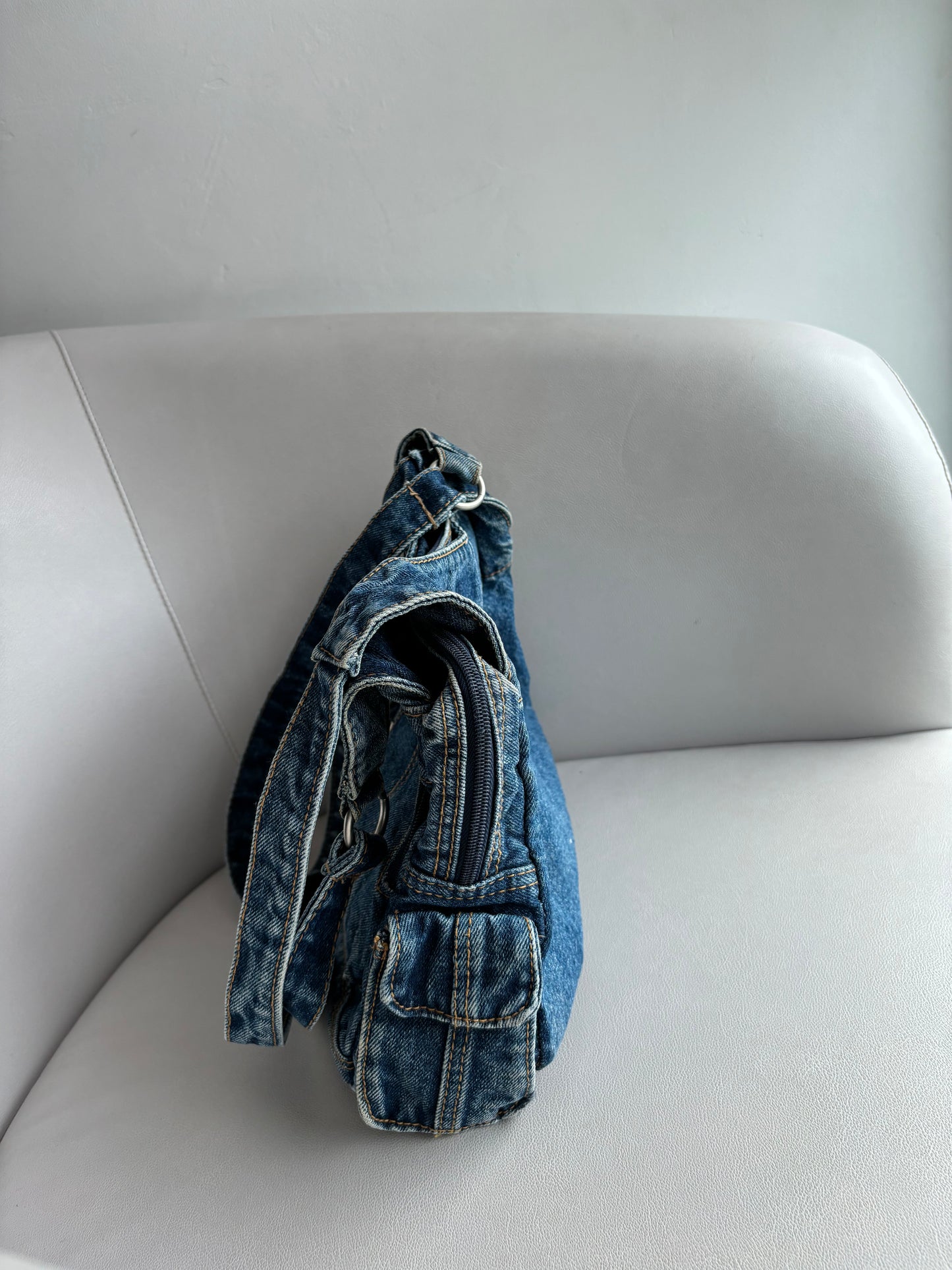 Y2K Messenger Cargo Denim Bag