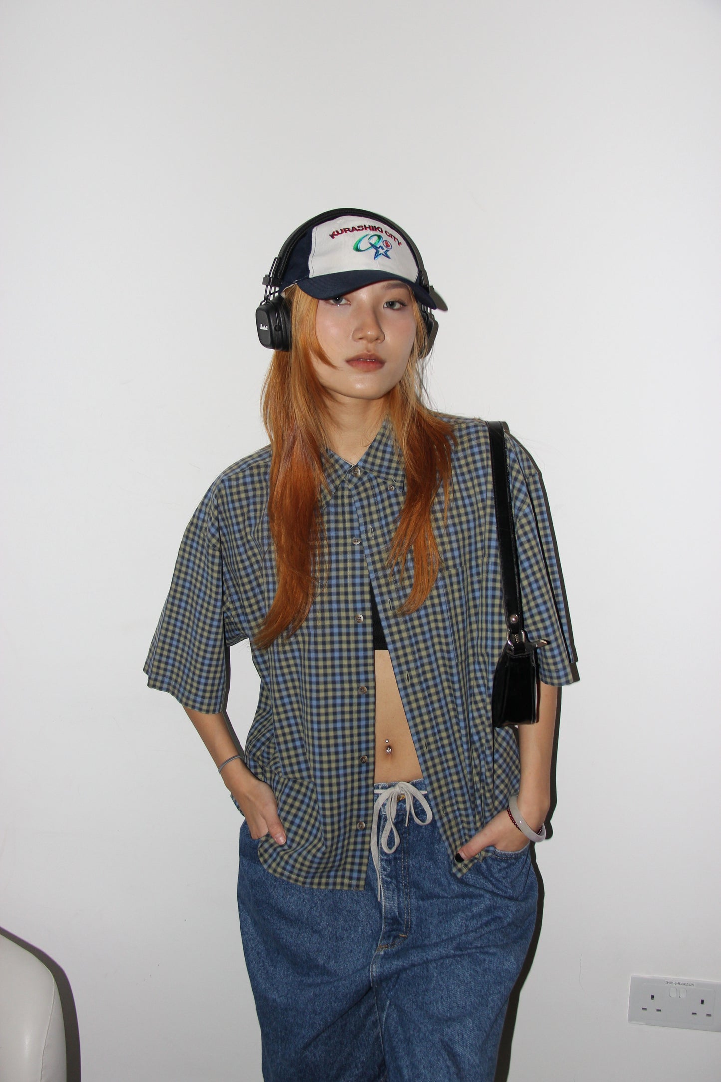 Y2k Vintage Trucker Cap- Blue / White