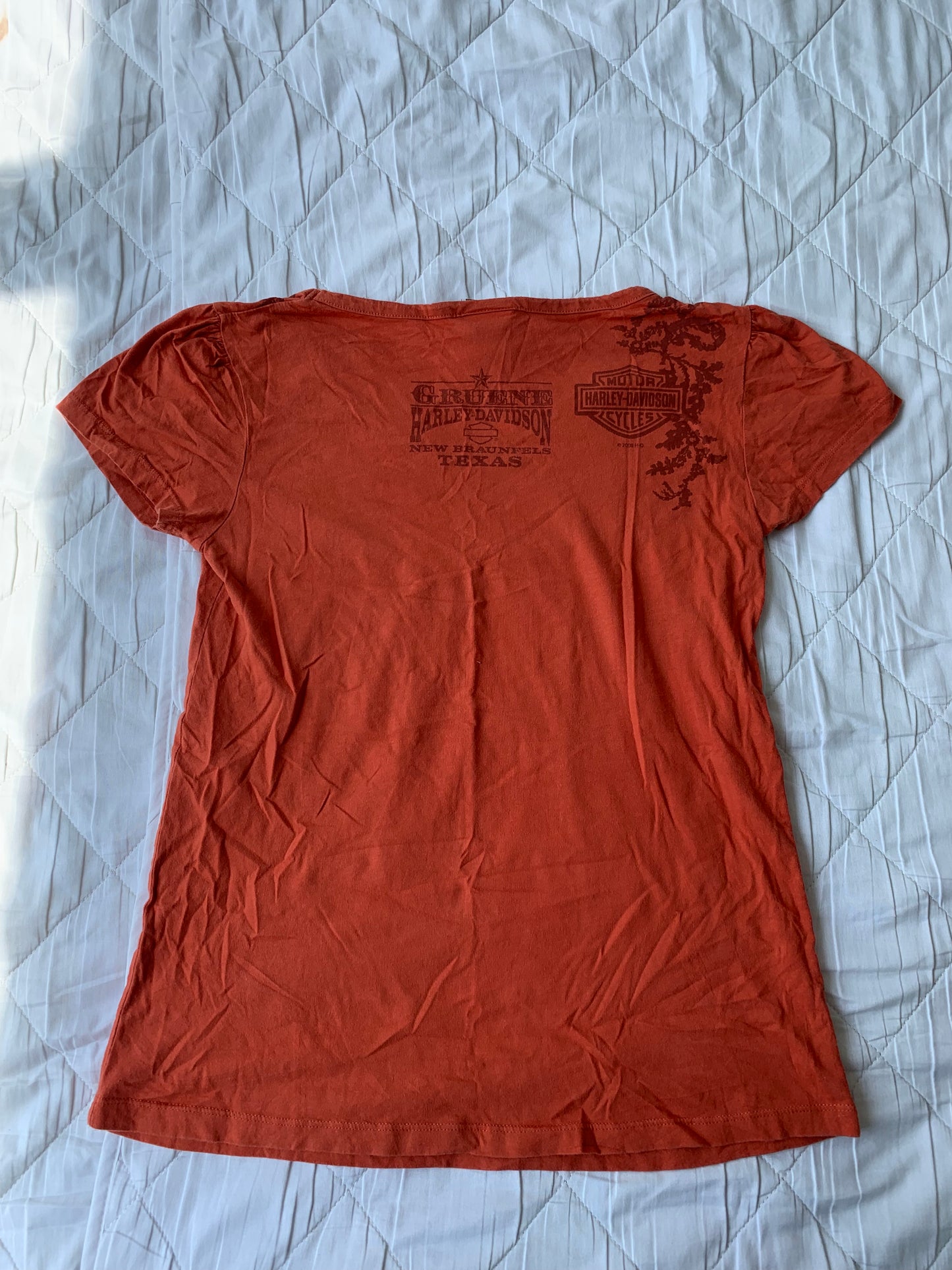 Y2K Harley Davidson Femme Top - Pumpkin Orange