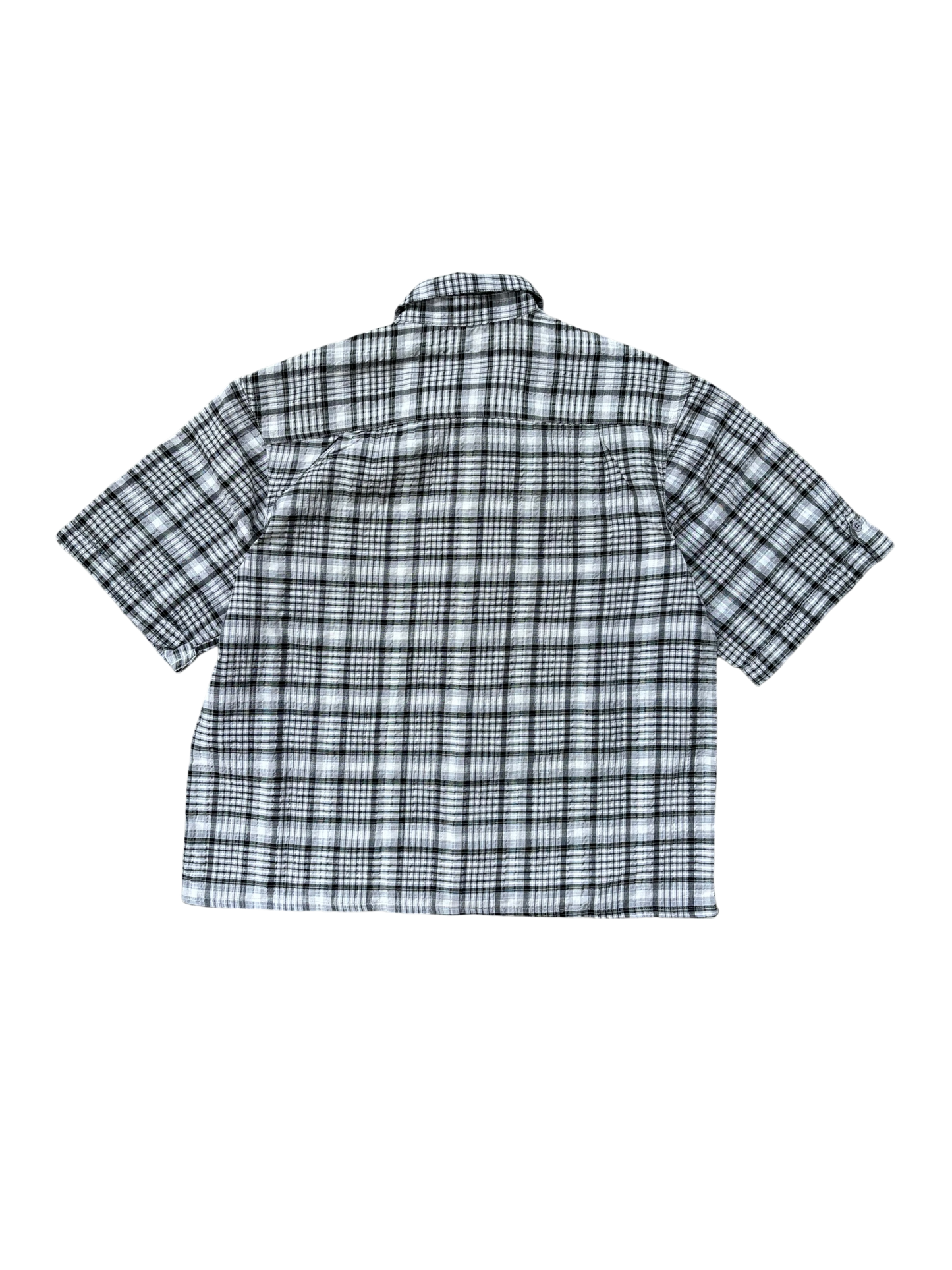 Vintage Cropped Collared Shirt - Plaid White