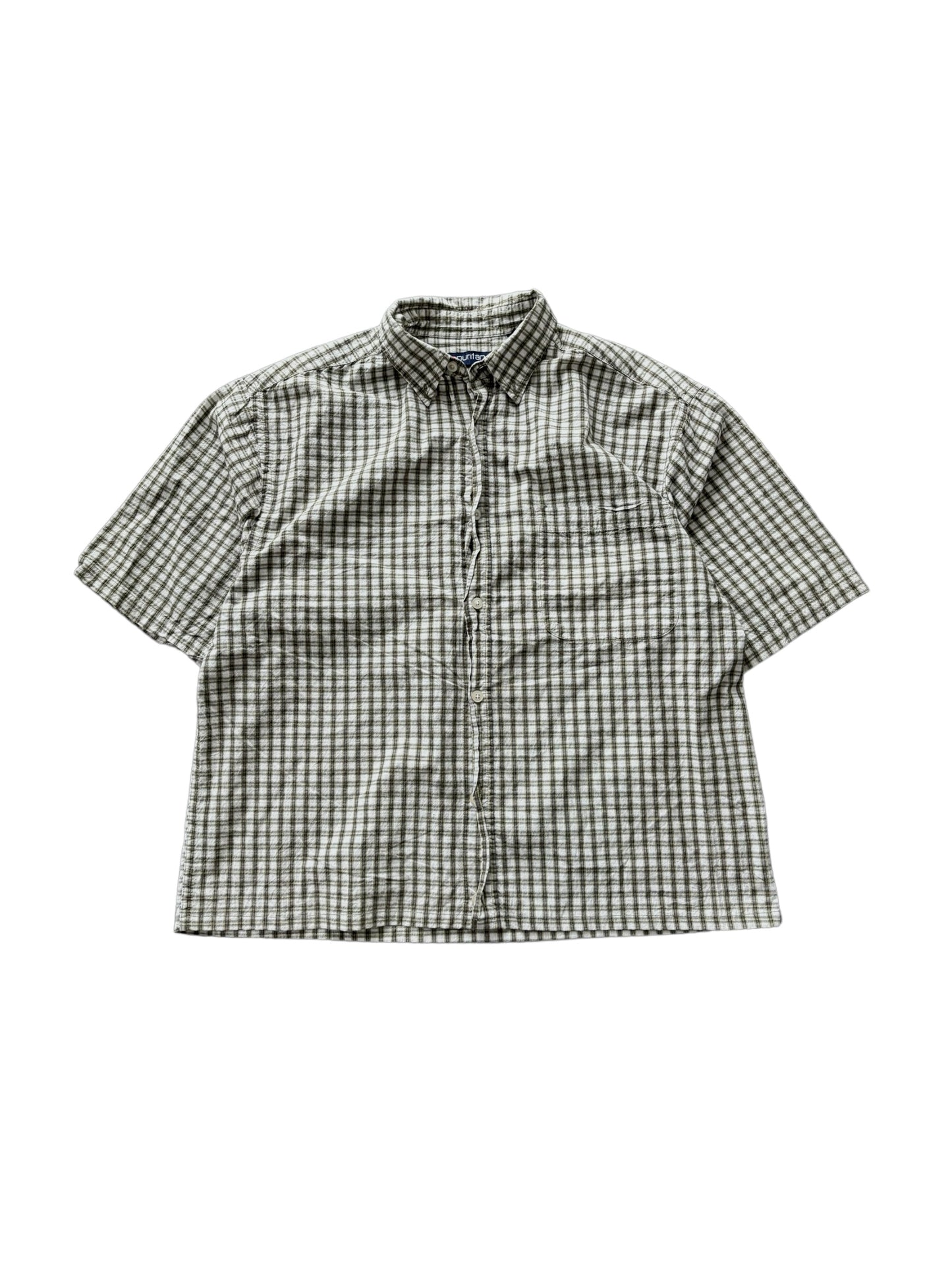 Vintage Cropped Collared Shirt - Gingham Green