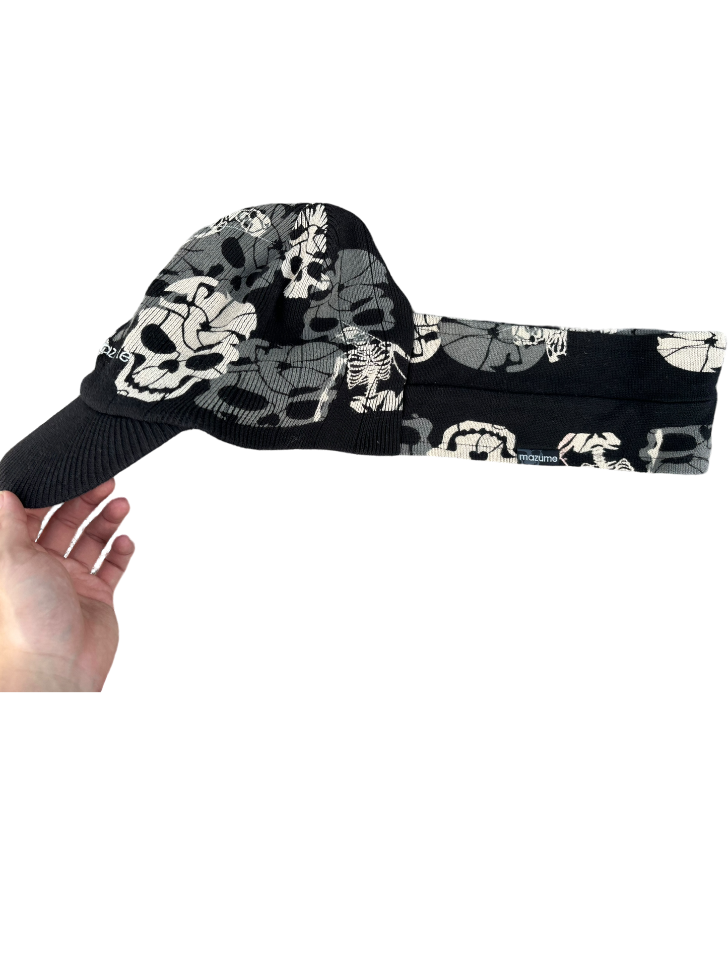 Y2k Vintage Hat Scarf Grunge - Skull Black