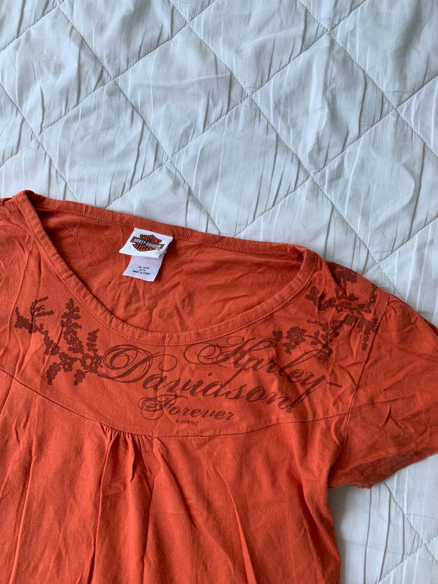 Y2K Harley Davidson Femme Top - Pumpkin Orange