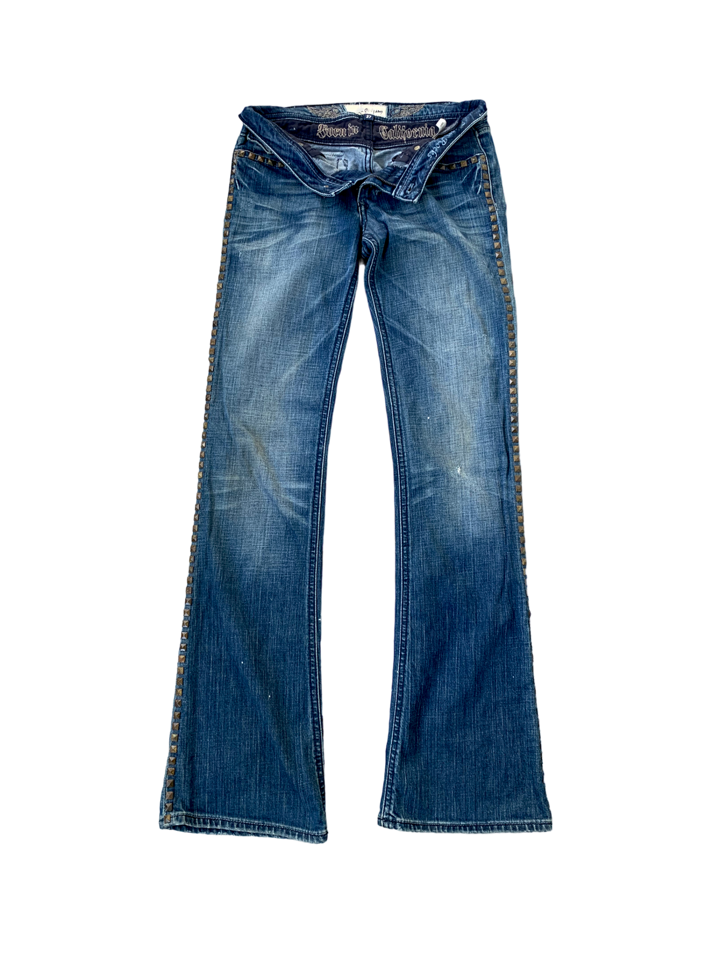 Vintage Y2k Bootcut Punk Studded Distressed Jeans