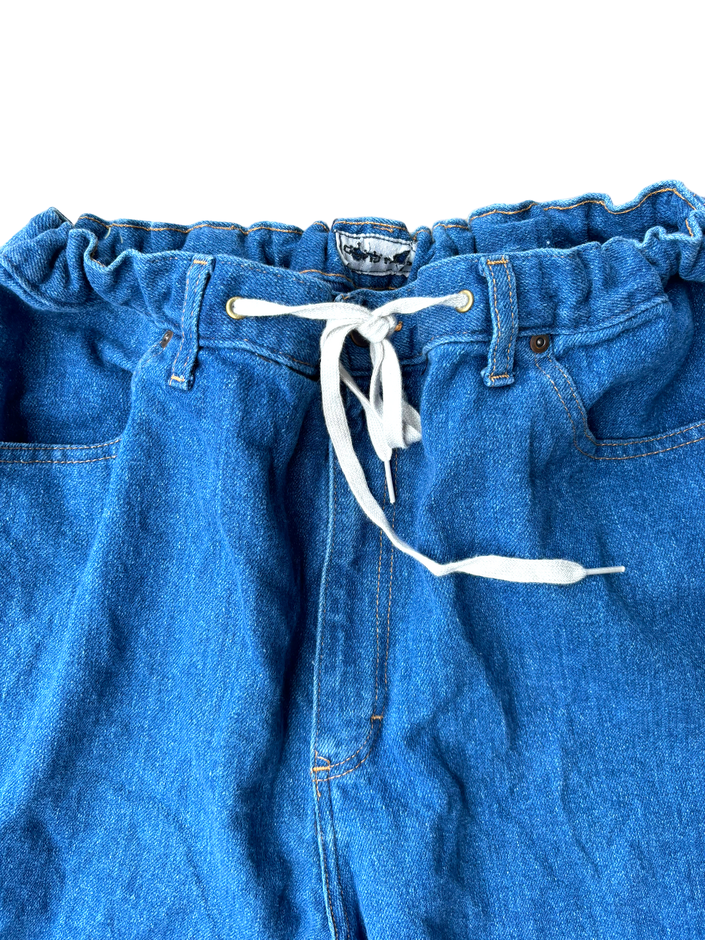 Vintage Baggy Jorts w Adjustable Drawstrings - Denim Blue