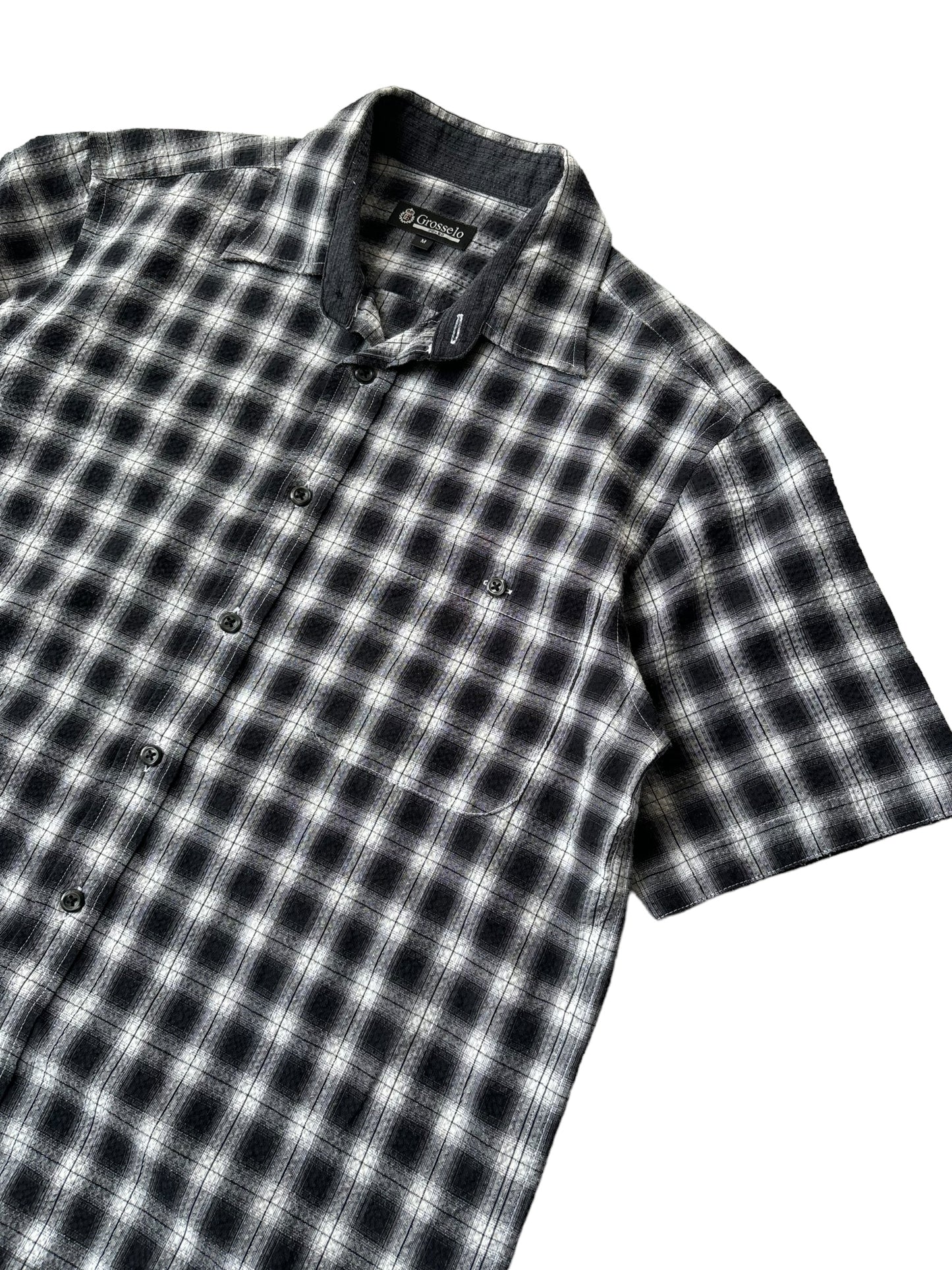 Vintage Cropped Collared Shirt - Checkered black