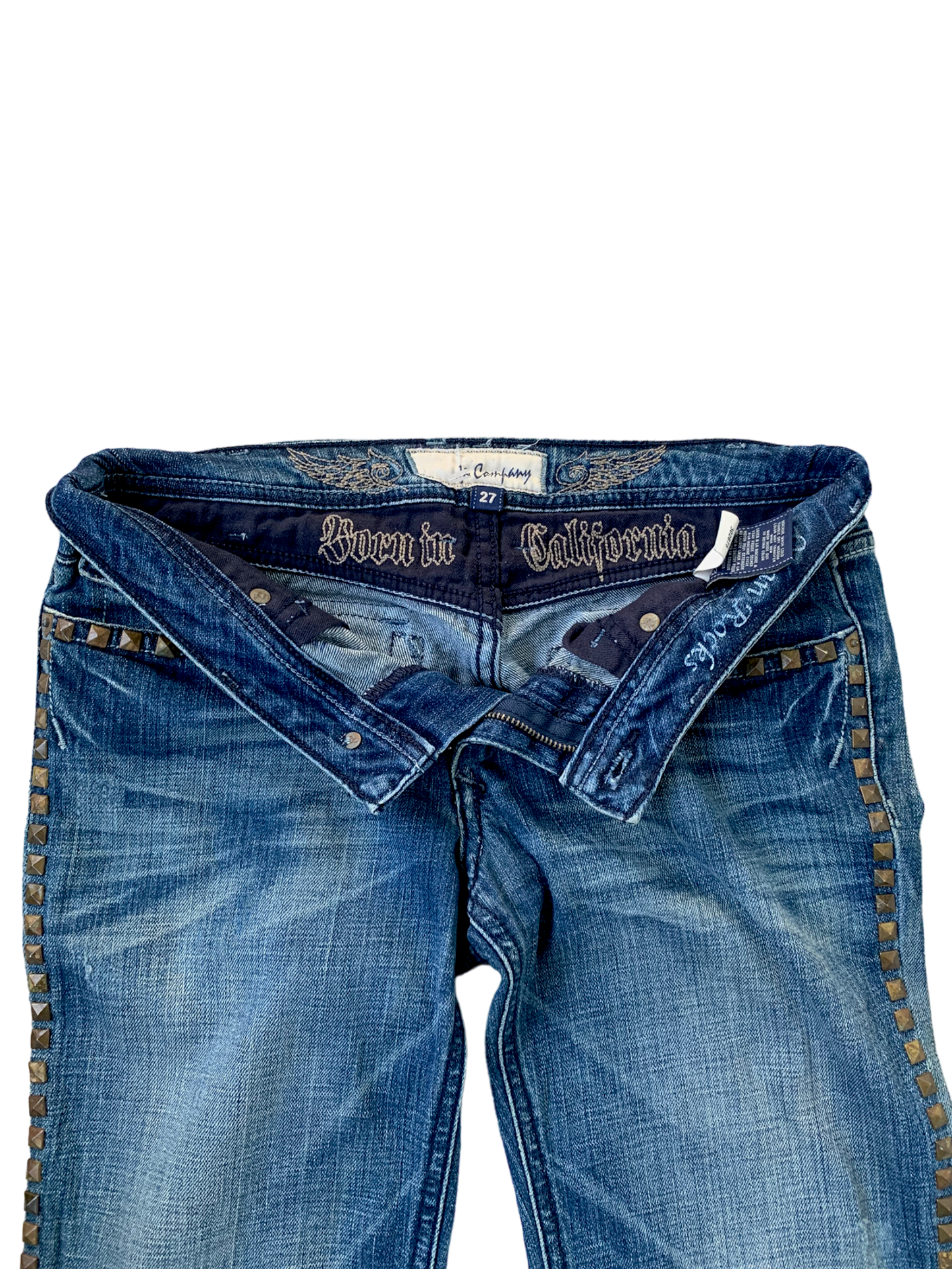 Vintage Y2k Bootcut Punk Studded Distressed Jeans