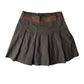 Y2K Pleated Skirt - Military Brown