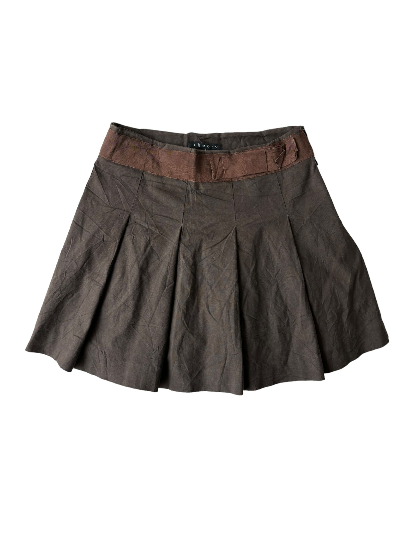 Y2K Pleated Skirt - Military Brown