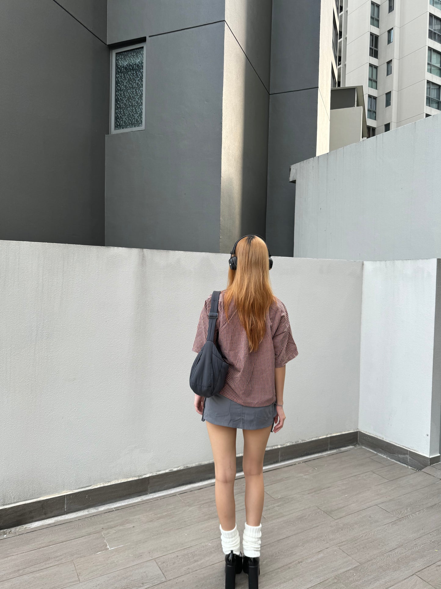 Vintage Cropped Collared Shirt - Brick Red