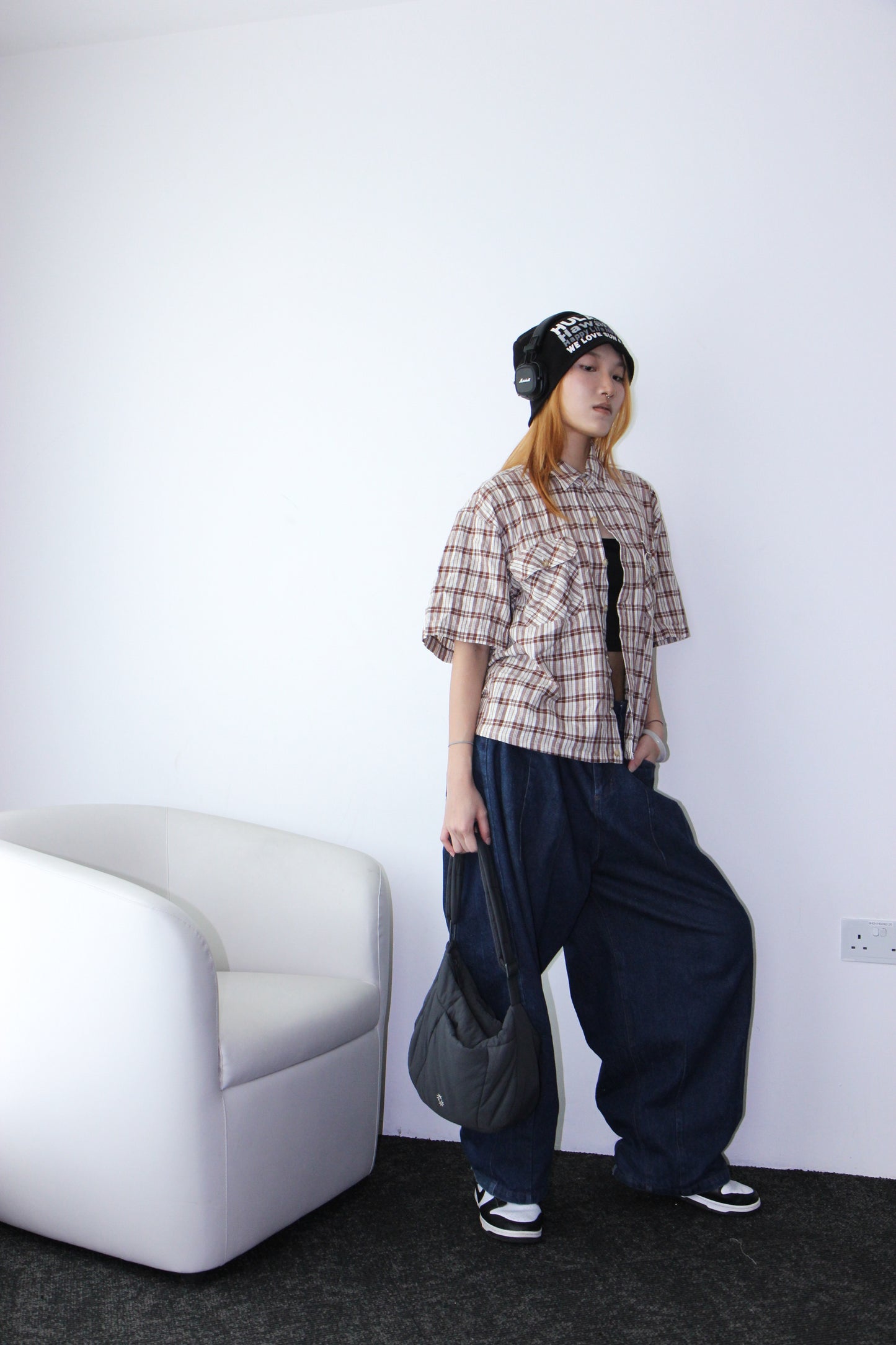 Vintage Cropped Collared Shirt - Red Striped