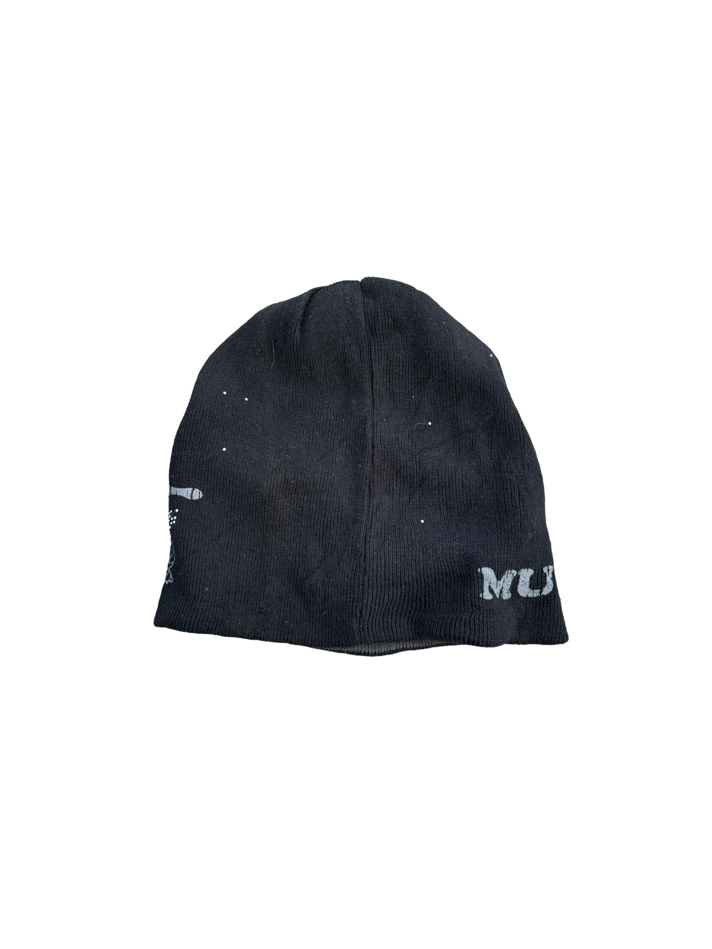 Y2k Vintage Beanie Grunge - Rhinestone Skull Black