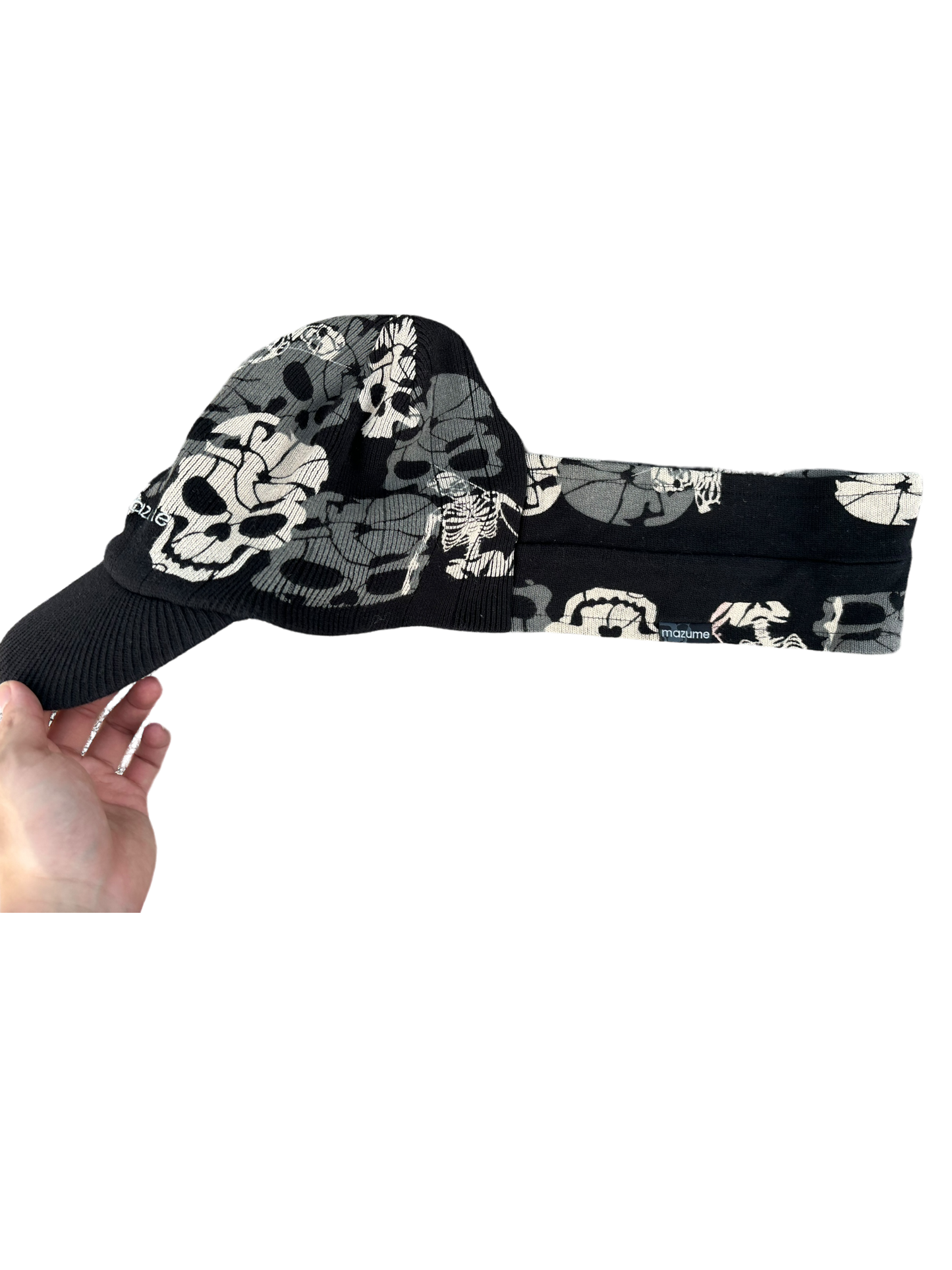 Y2k Vintage Hat Scarf Grunge - Skull Black