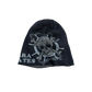 Y2k Vintage Beanie Grunge - Rhinestone Skull Black