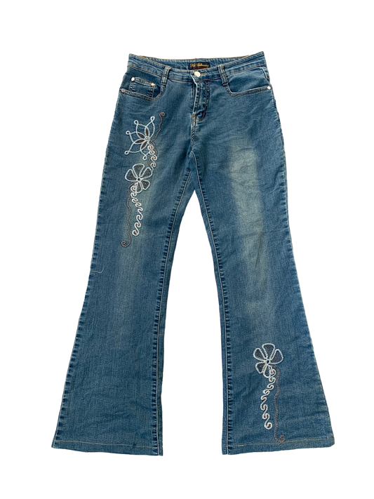 Vintage Y2k Japanese Embroidery  Bootcut Jeans