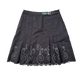 Vintage 90s Embroidered Pleated Skirt - Black