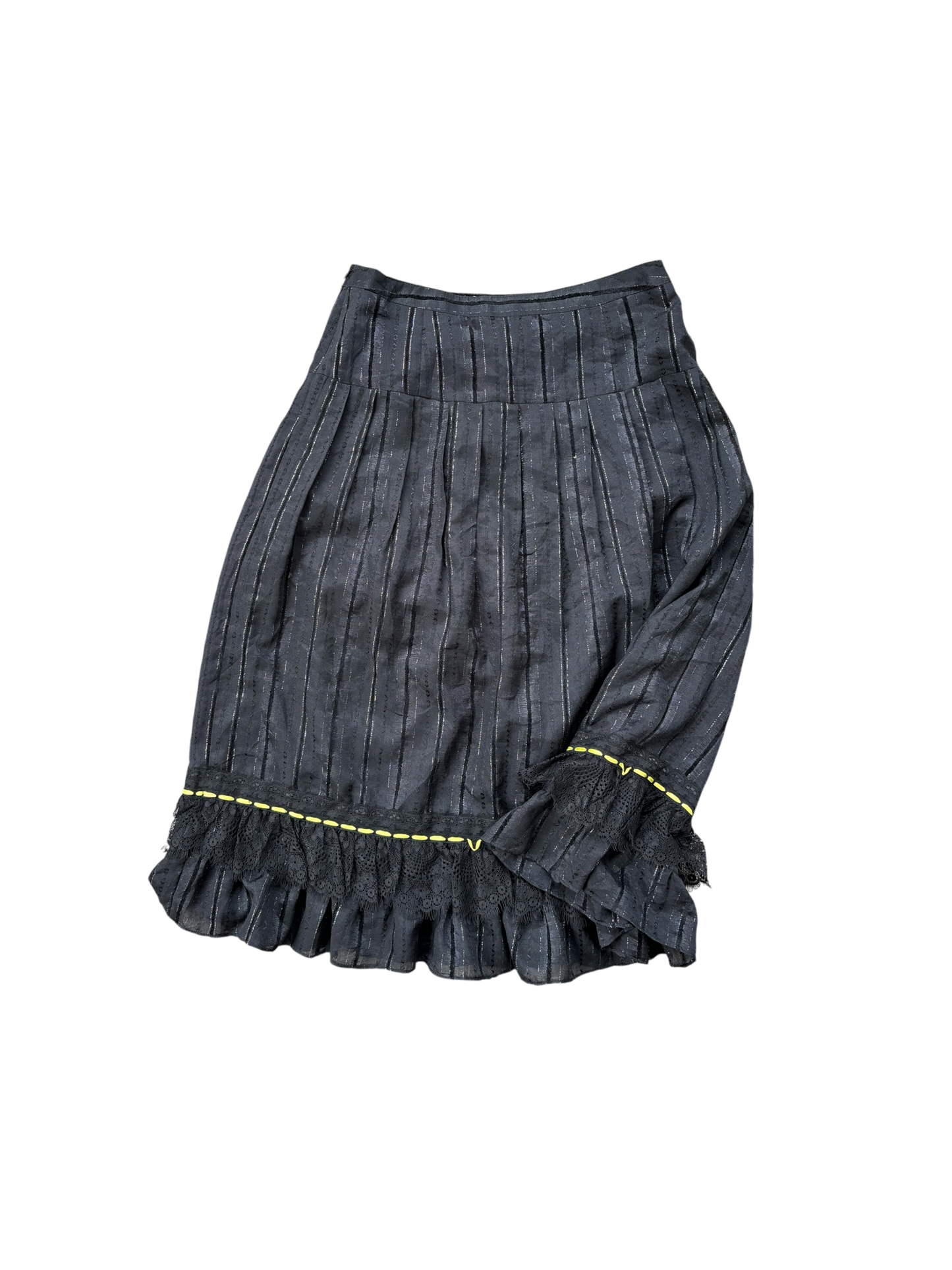 Vintage 90s Linen Gothic Summer Skirt - Black