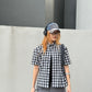 Vintage Cropped Collared Shirt - Checkered black