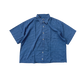 Vintage Cropped Collared Shirt - Blue