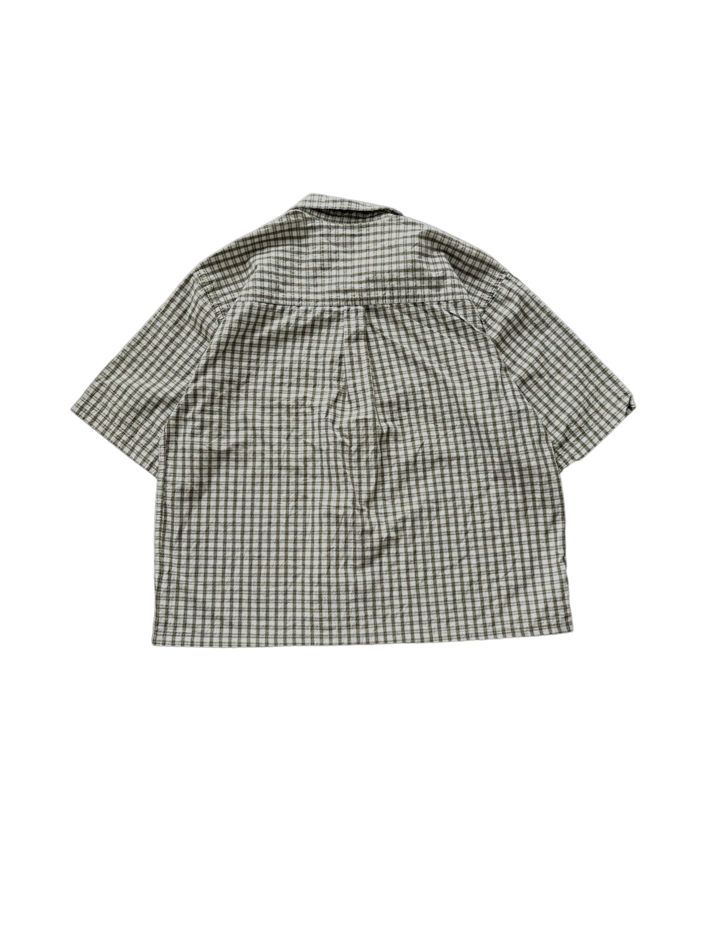 Vintage Cropped Collared Shirt - Gingham Green