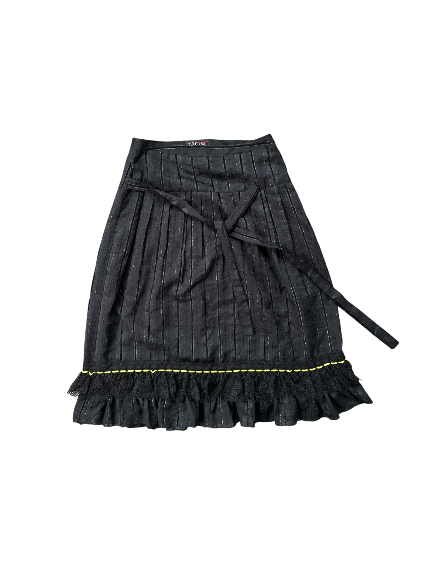 Vintage 90s Linen Gothic Summer Skirt - Black