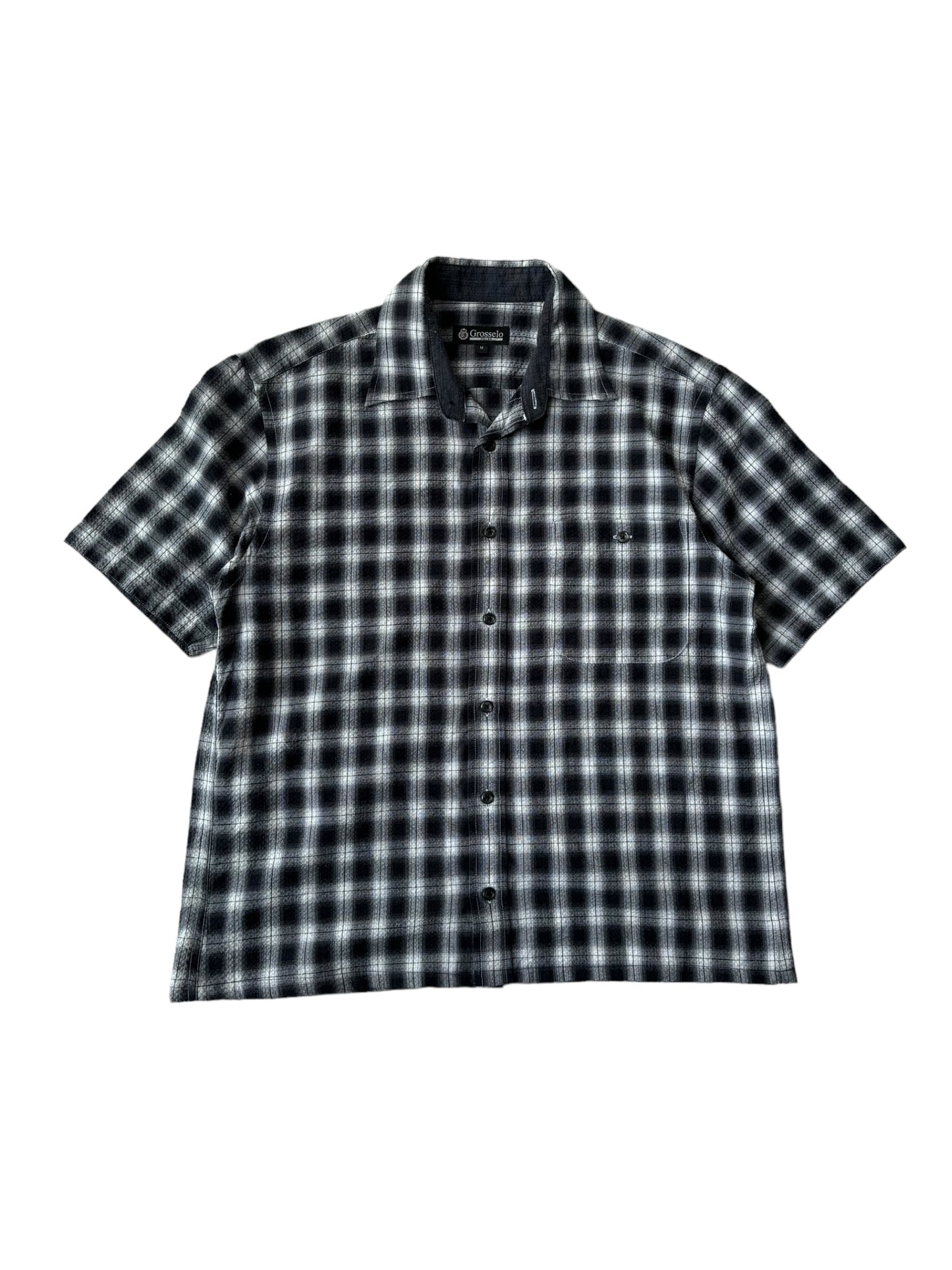 Vintage Cropped Collared Shirt - Checkered black