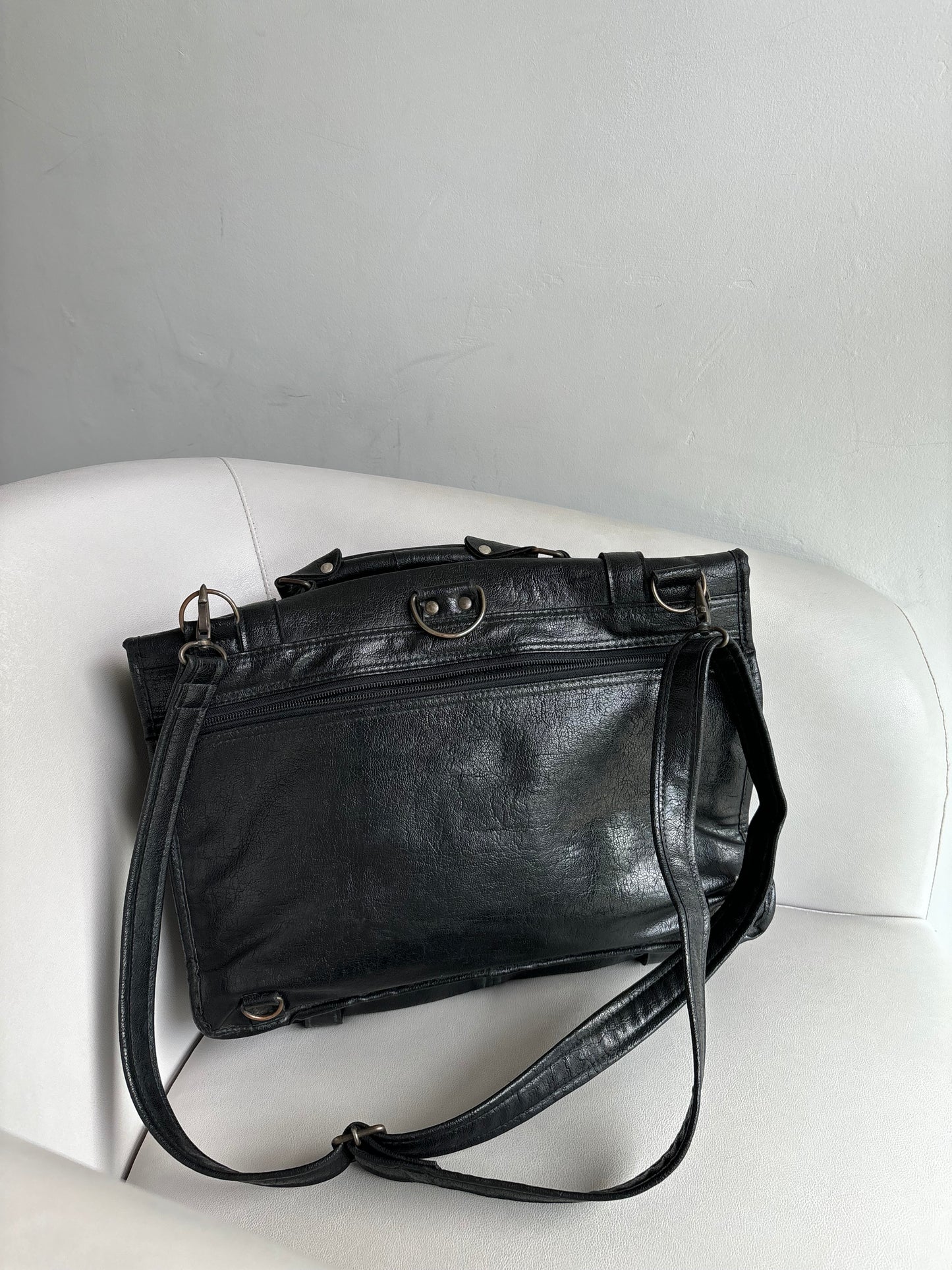 Black Messenger Leather Bag