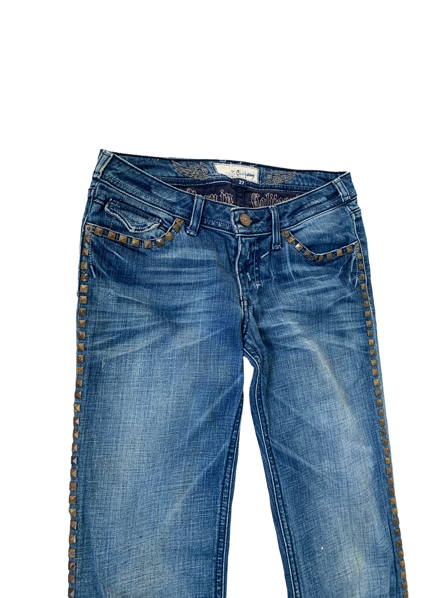 Vintage Y2k Bootcut Punk Studded Distressed Jeans