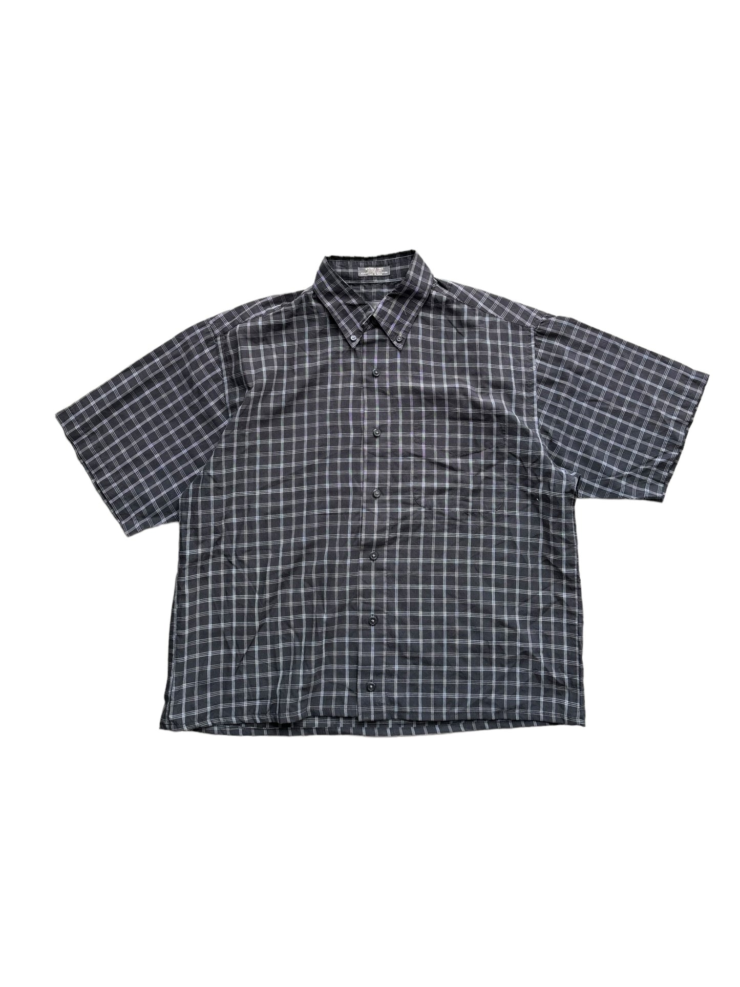 Vintage Cropped Collared Shirt - Black Gingham