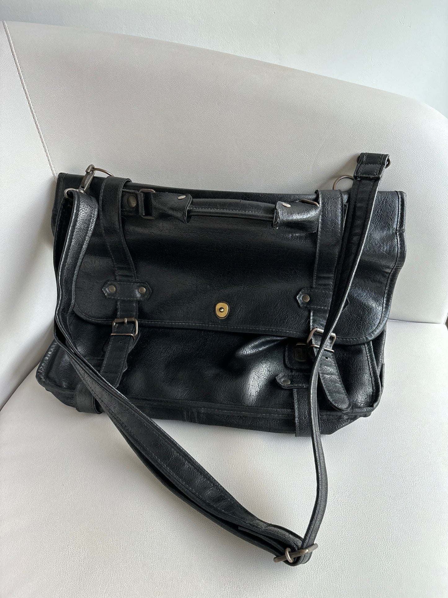 Black Messenger Leather Bag