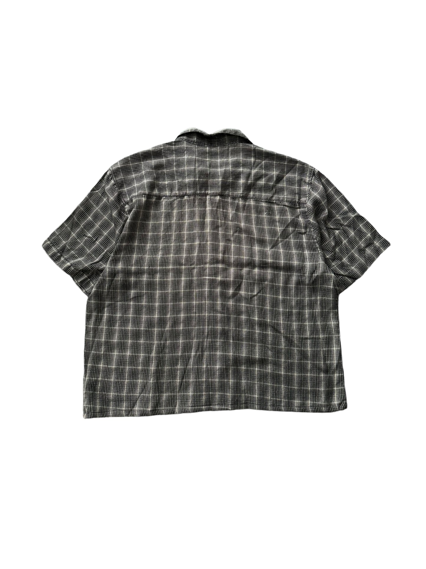 Vintage Cropped Collared Shirt - Black/ Brown