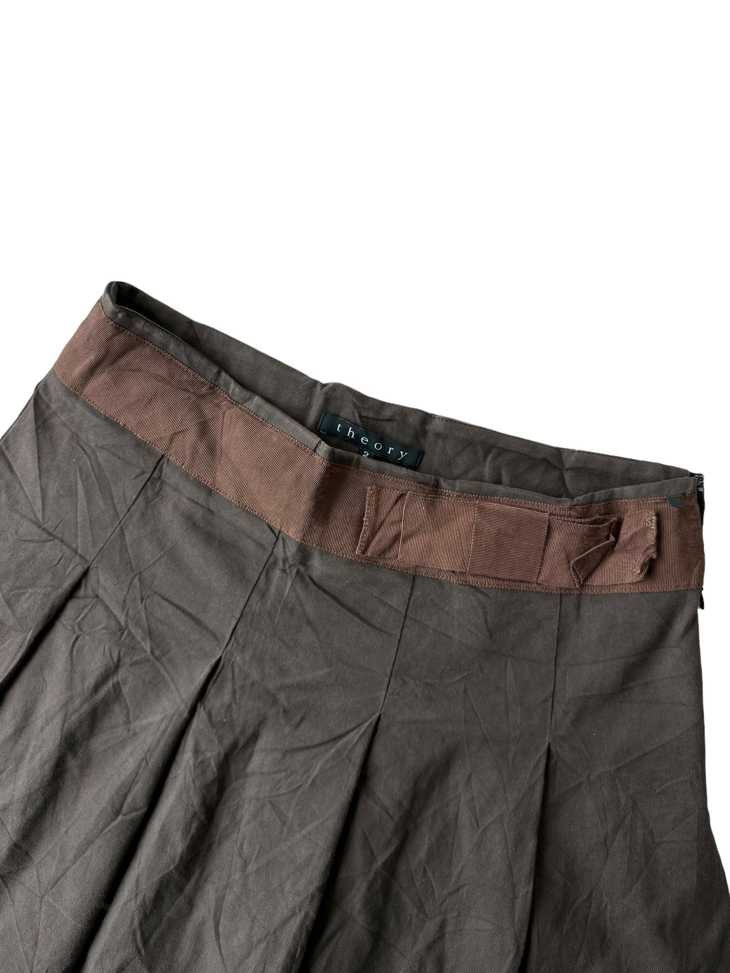 Y2K Pleated Skirt - Military Brown