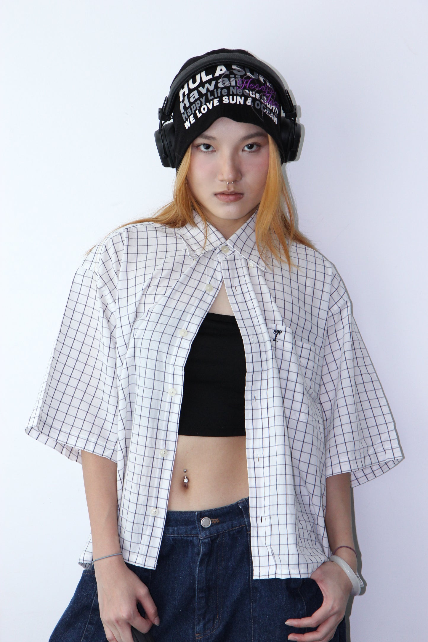 Vintage Cropped Collared Shirt - White