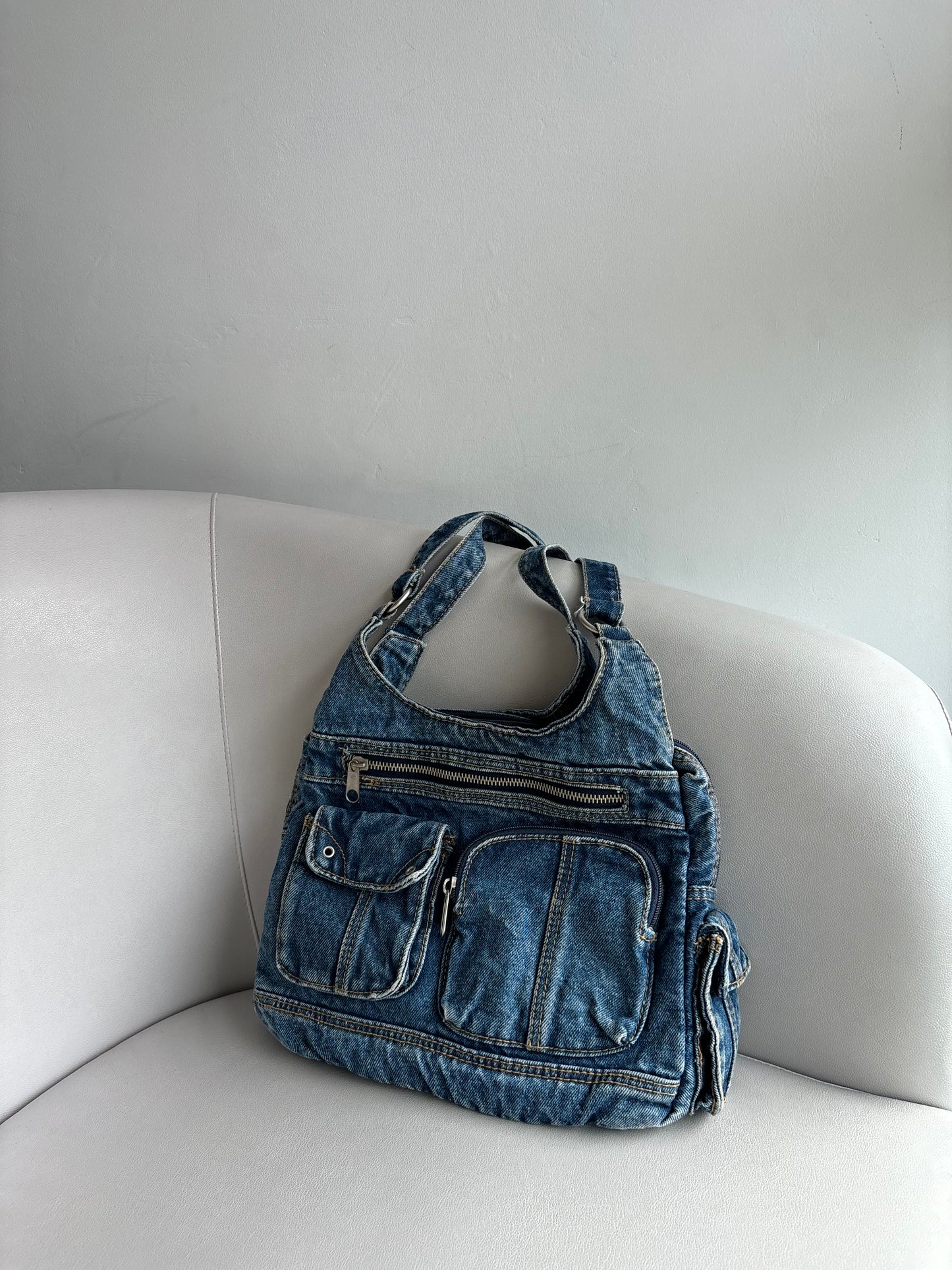 Y2K Messenger Cargo Denim Bag