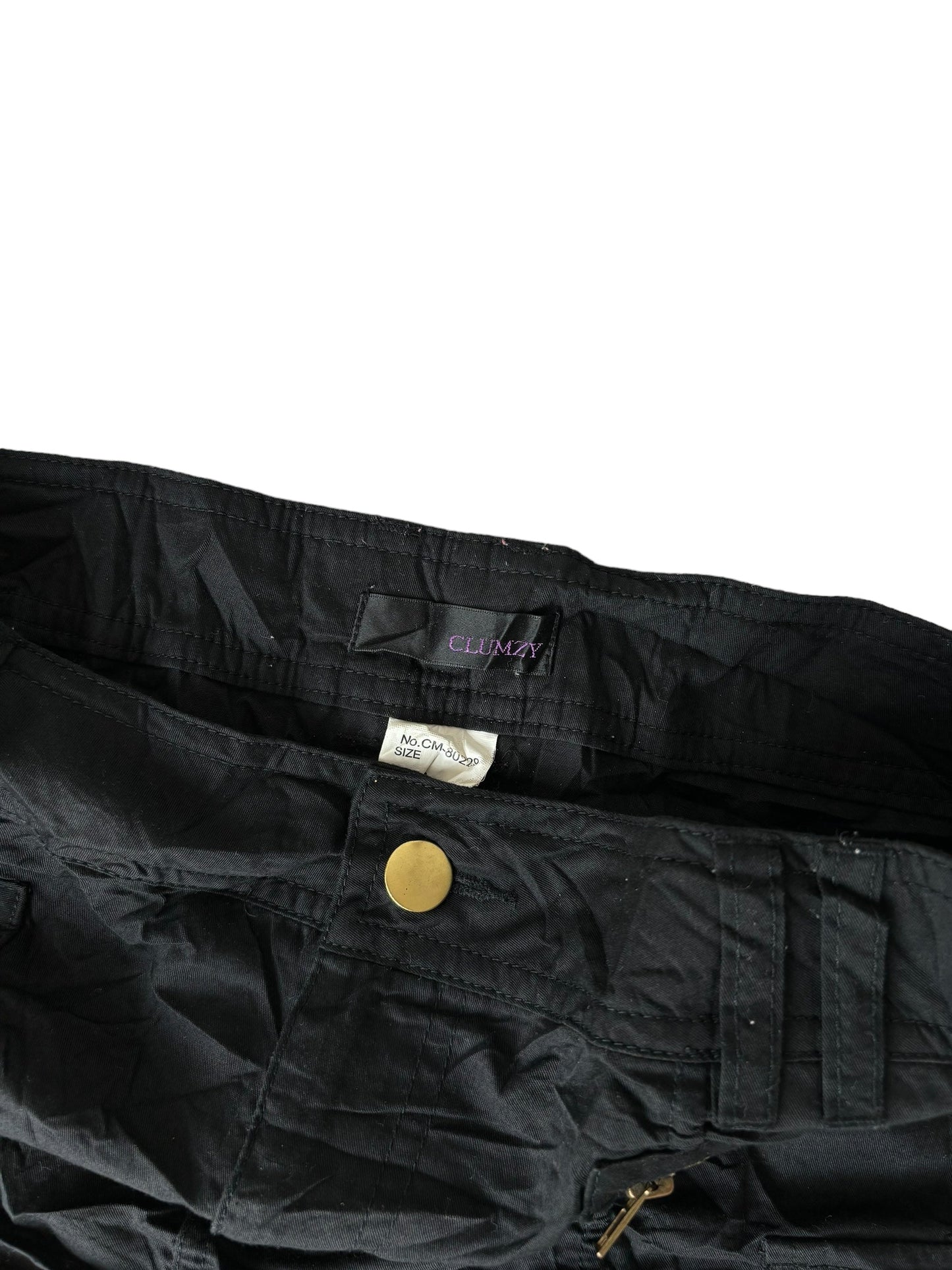 Y2K Cargo Skirt - Black w Gold Accents