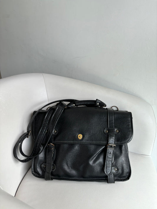 Black Messenger Leather Bag