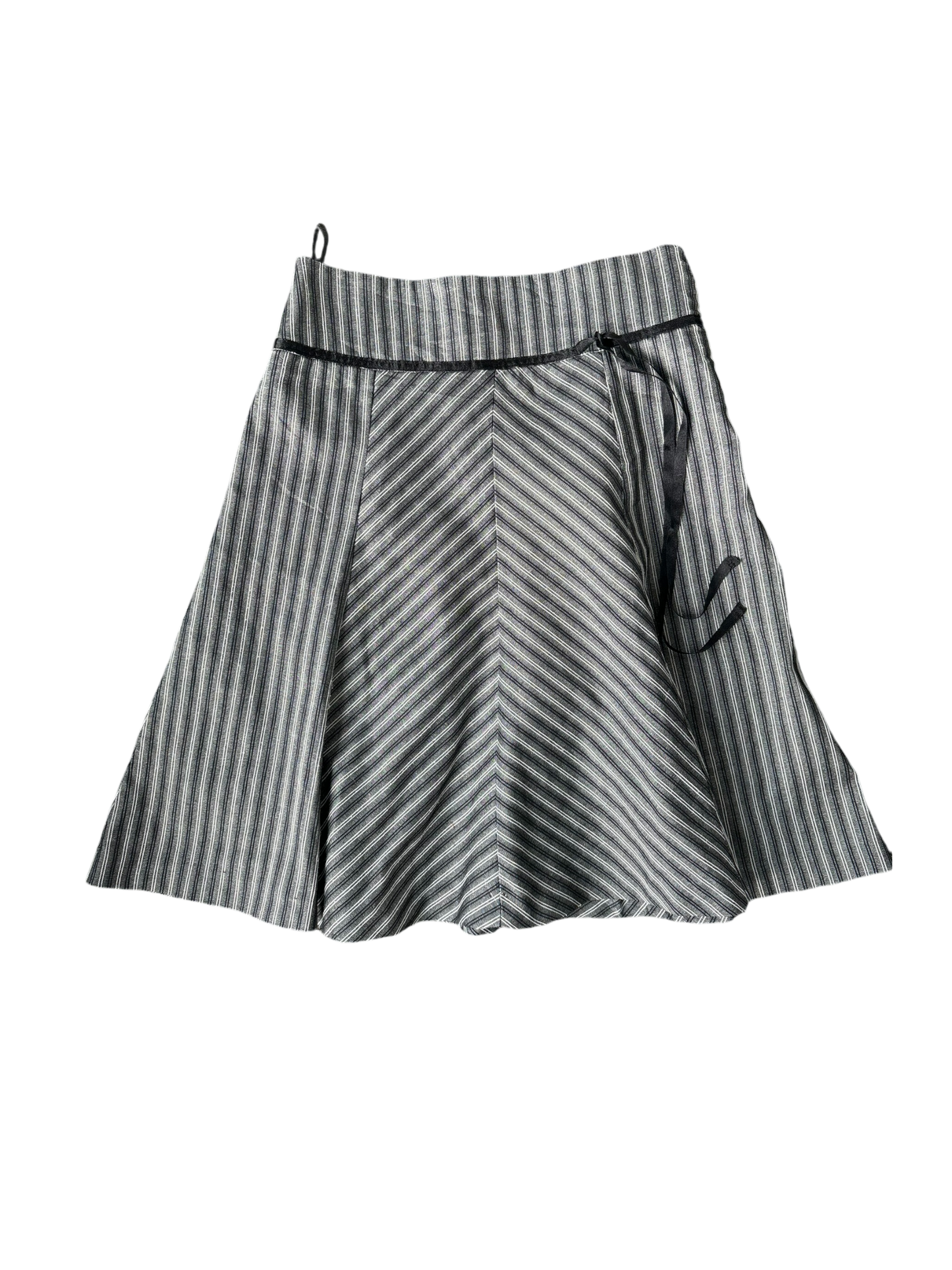 Vintage 90s Striped Pencil Office Skirt - Wolf Grey